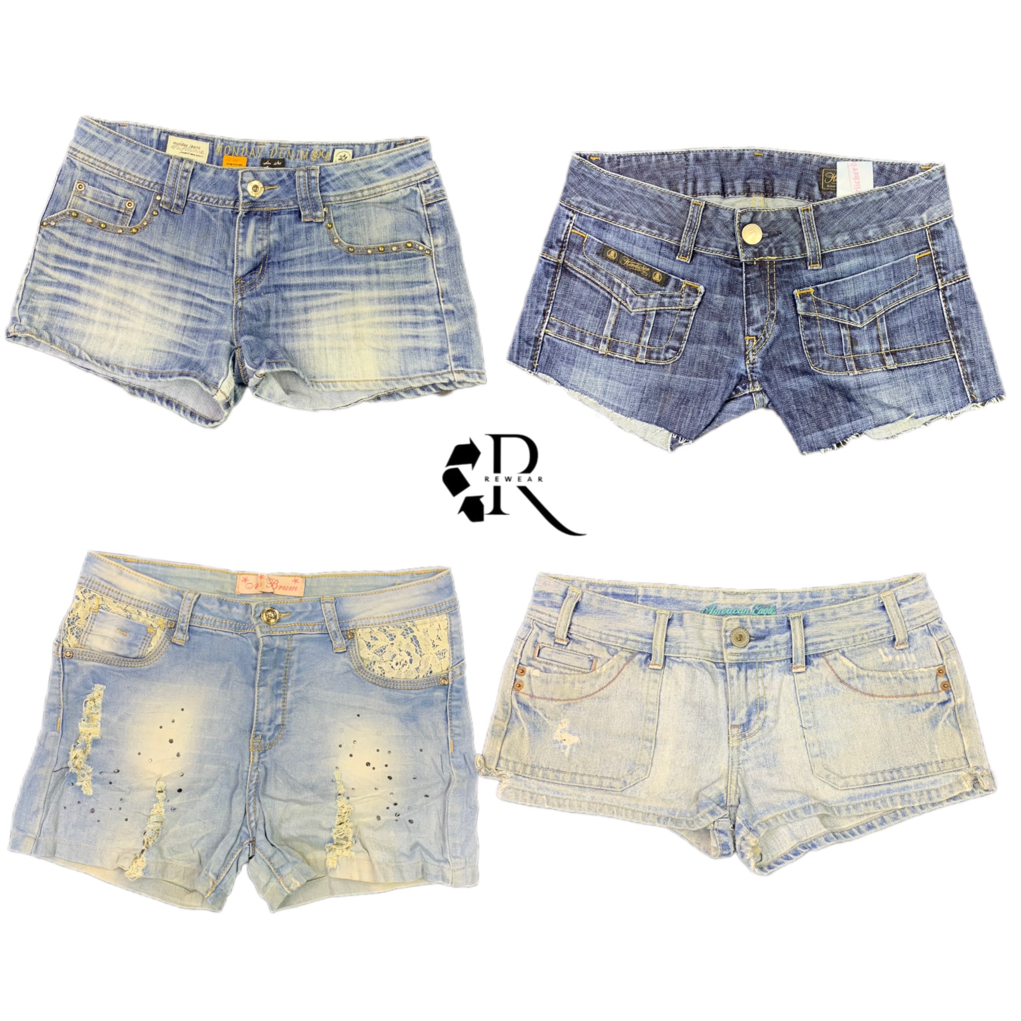 Y2K ブリトニ-era デニム デニム マイクロ ミニ ショーツ RW-1243