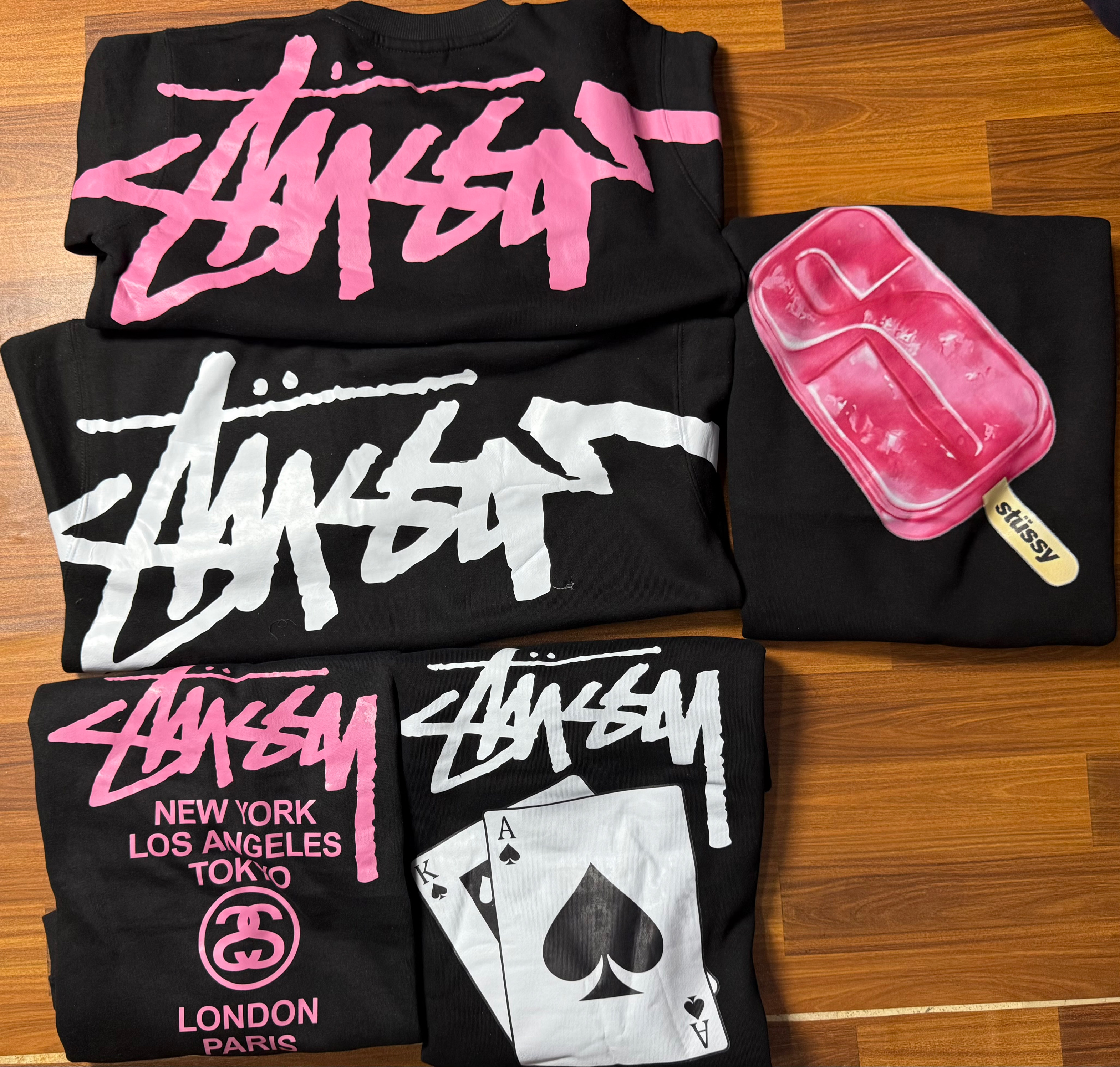 Stussy rework style mixed print sweatshirts