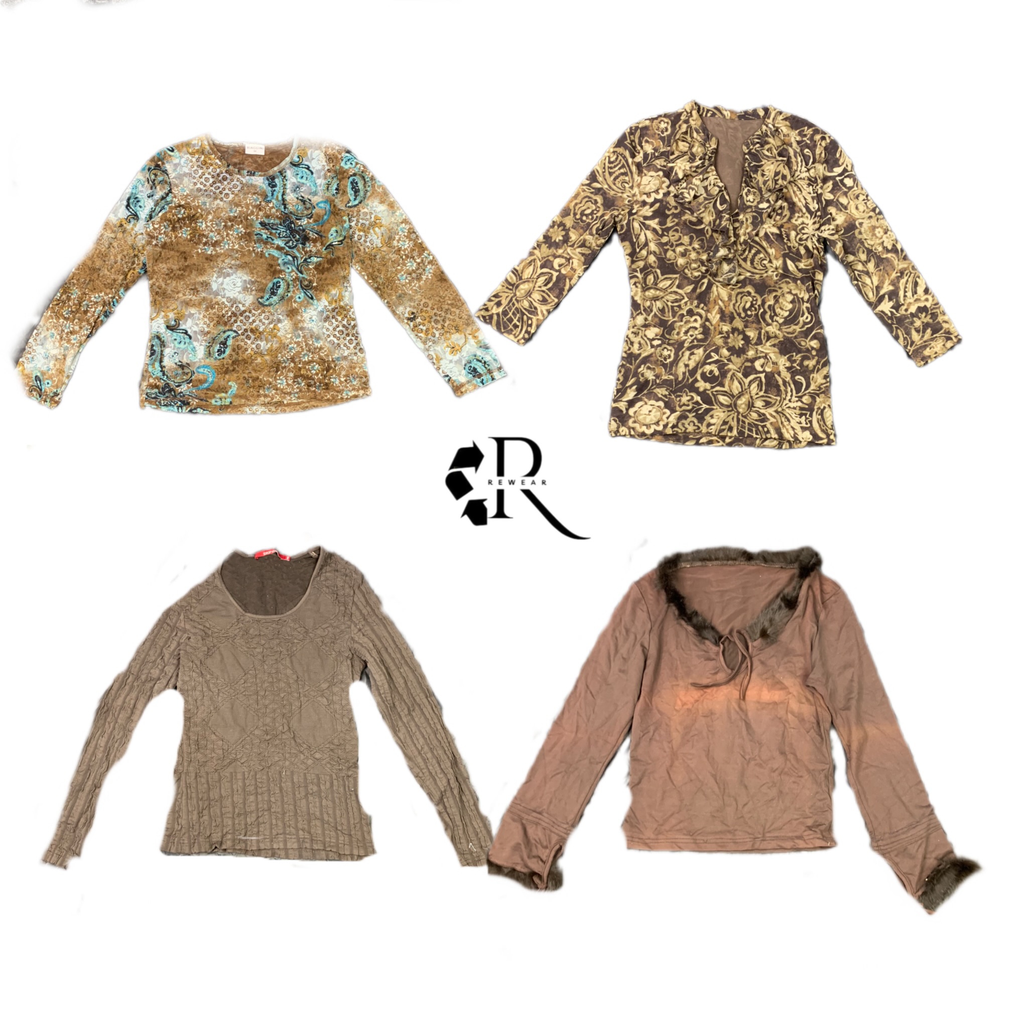 Y2Kアーシートーンフルスリーブトップス RW-1246