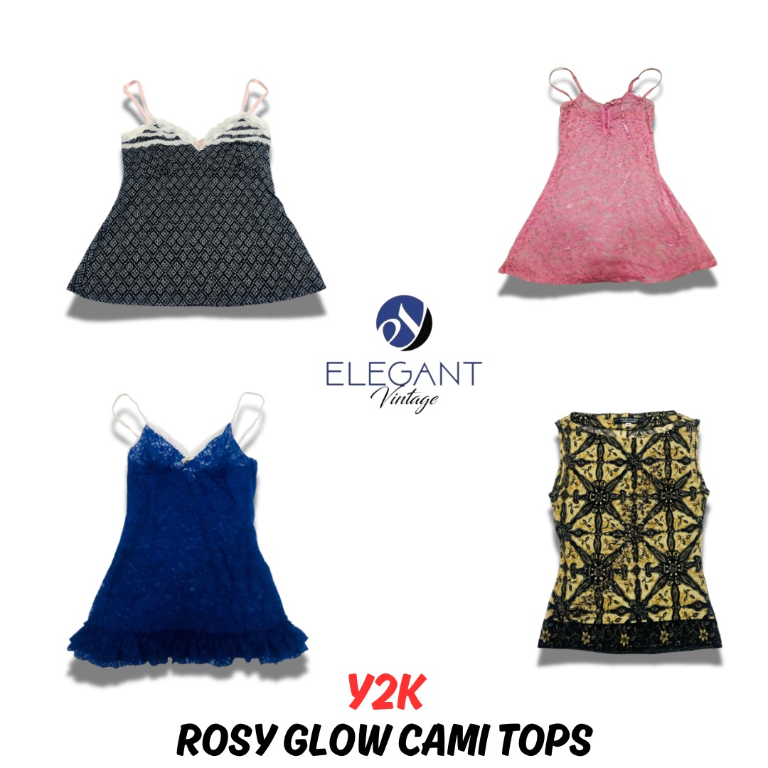 Y2K Rosy Glow Cami Tops - EV0652