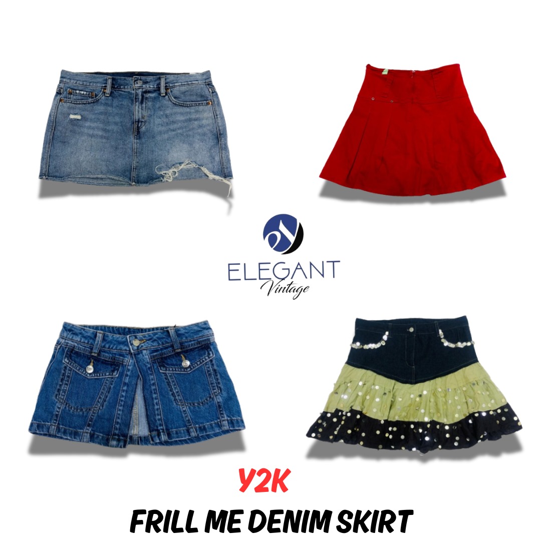 Y2K Frill Me Denim Mini Skirts - EV0675