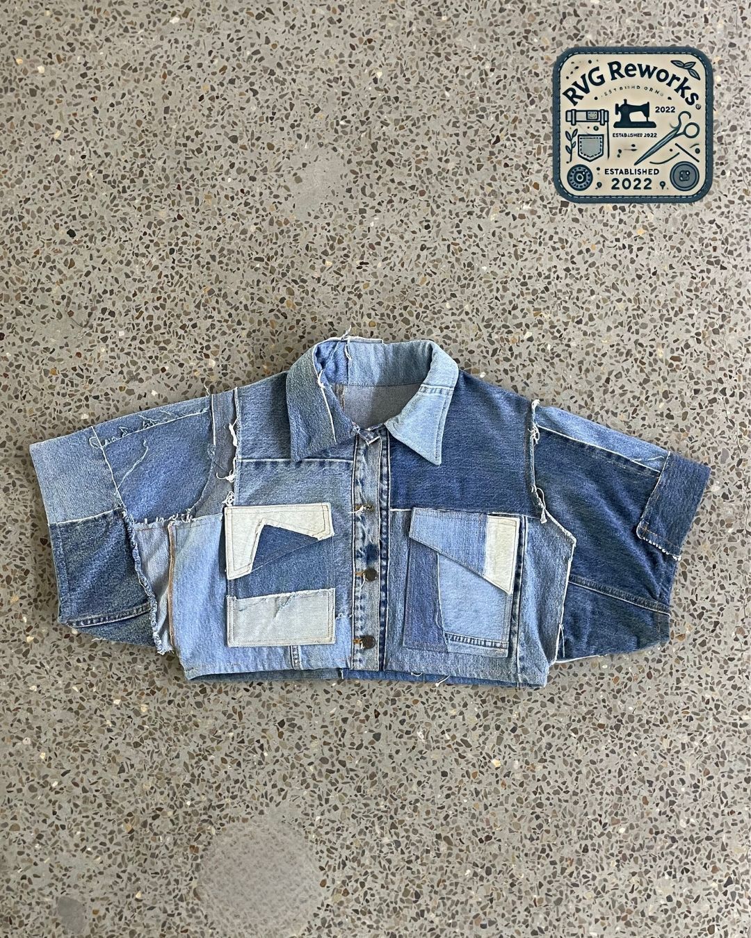 Upcycled Denim Crop Shirt
