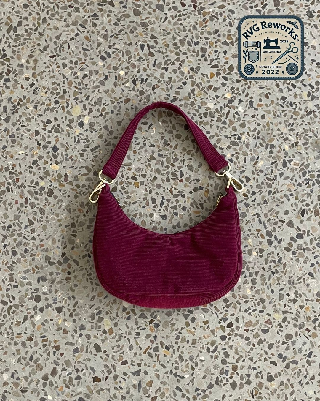 Upcycled Corduroy Curve Shoulder Bag