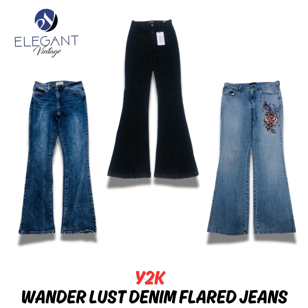 Y2K Wanderlust Denim Flared Jeans - EV0735