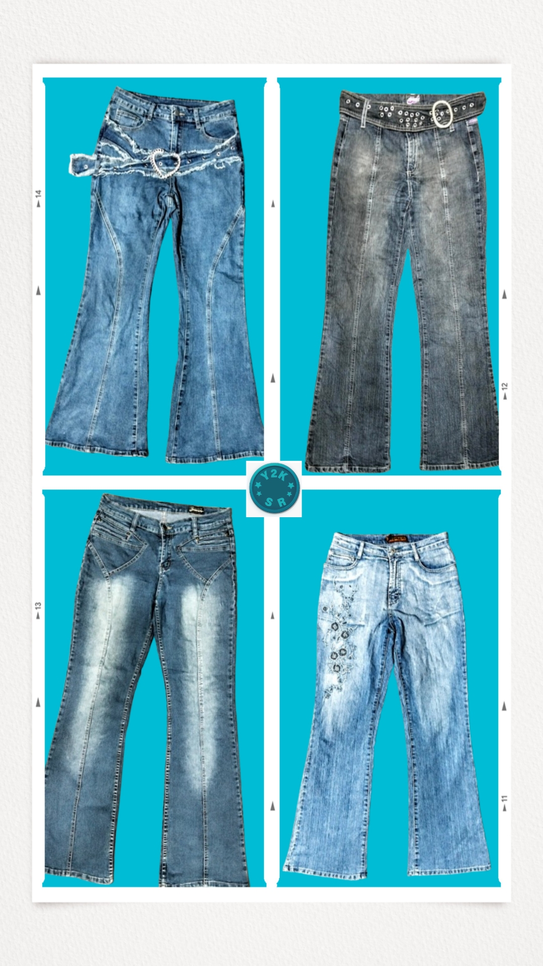 Y2Kデニムフレアジーンズ