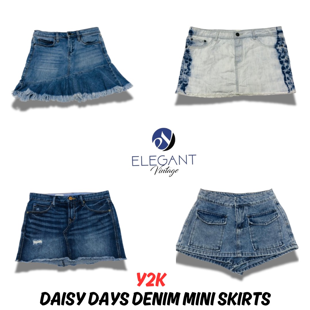 Y2K Daisy Days Denim Mini Skirts - EV0749