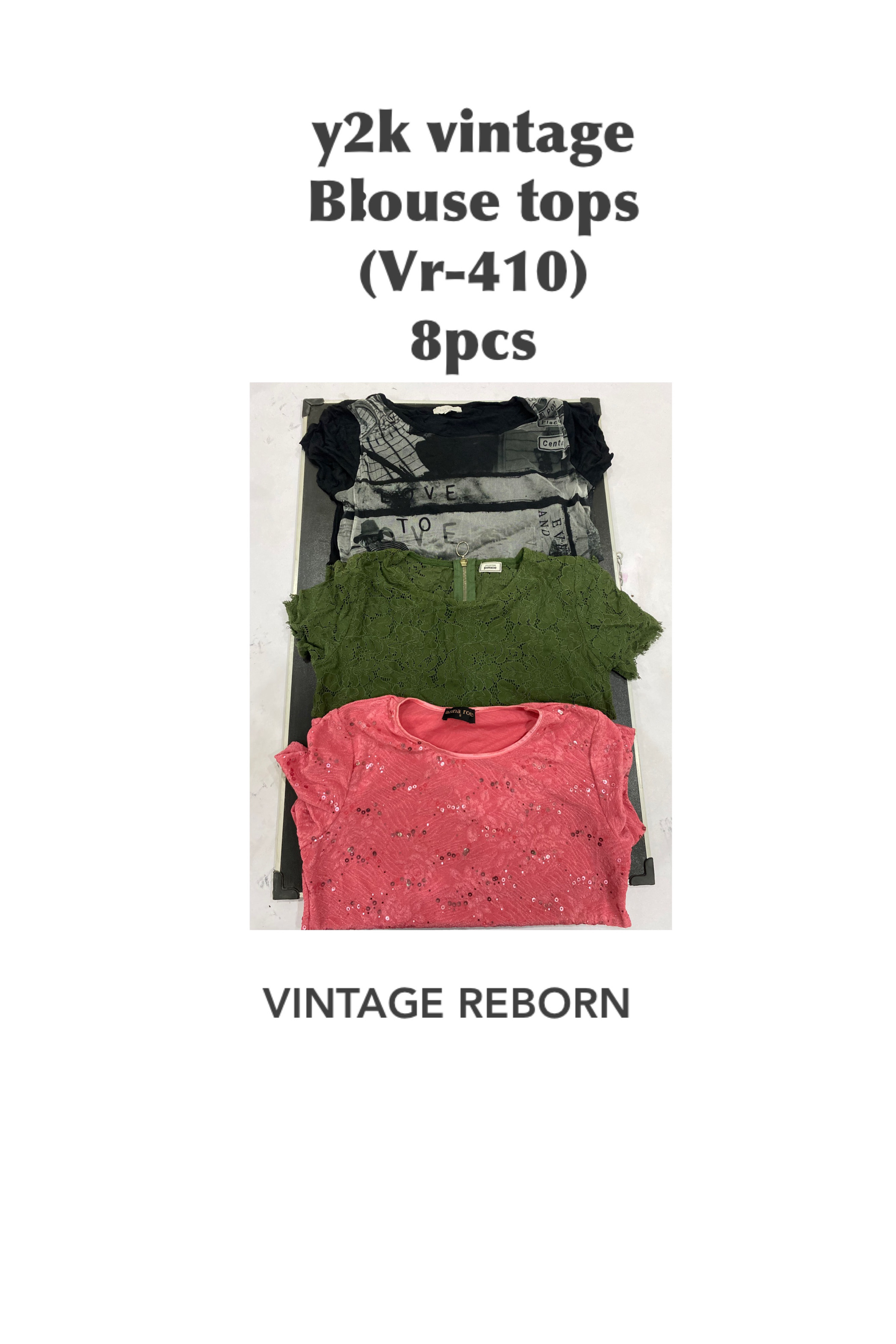 スタイルアップグレード: Y2Kヴィンテージリボーンブラウスロット (Vr-410) - テクスチャー＆グランジ!