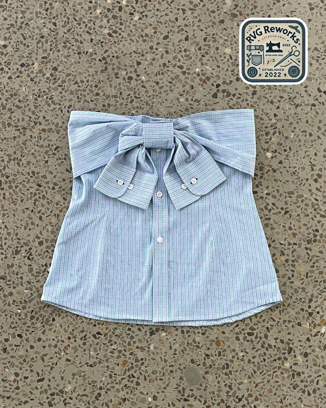 Upcycled Bow Button-Down Tube Top
