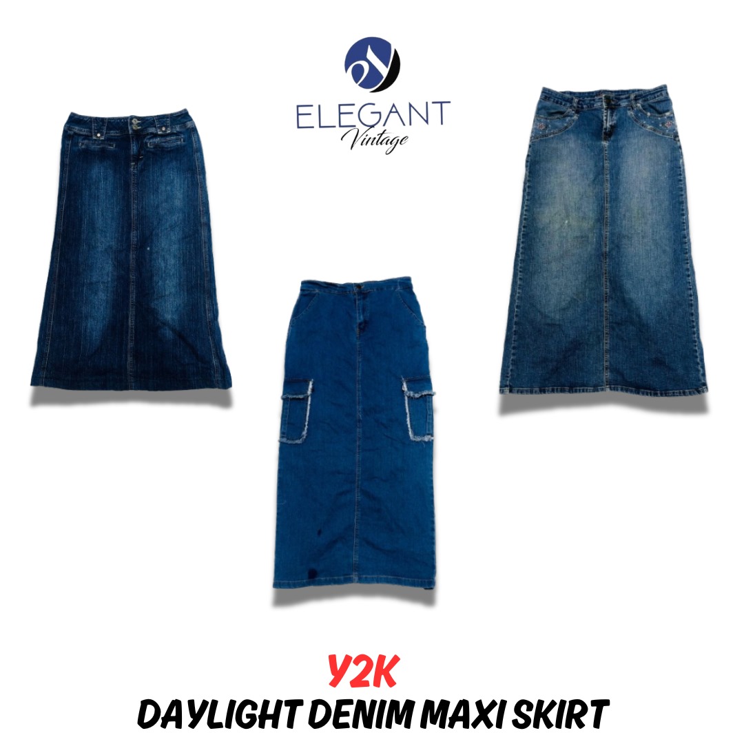 Y2K Daylight Denim Maxi Skirts - EV0761