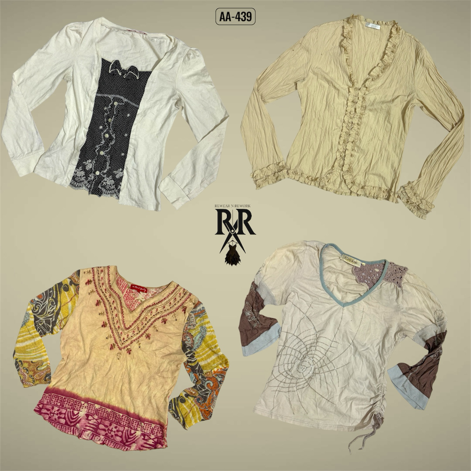 Y2K Creamy Chic Full Sleeve Mix Tops (AA-439)