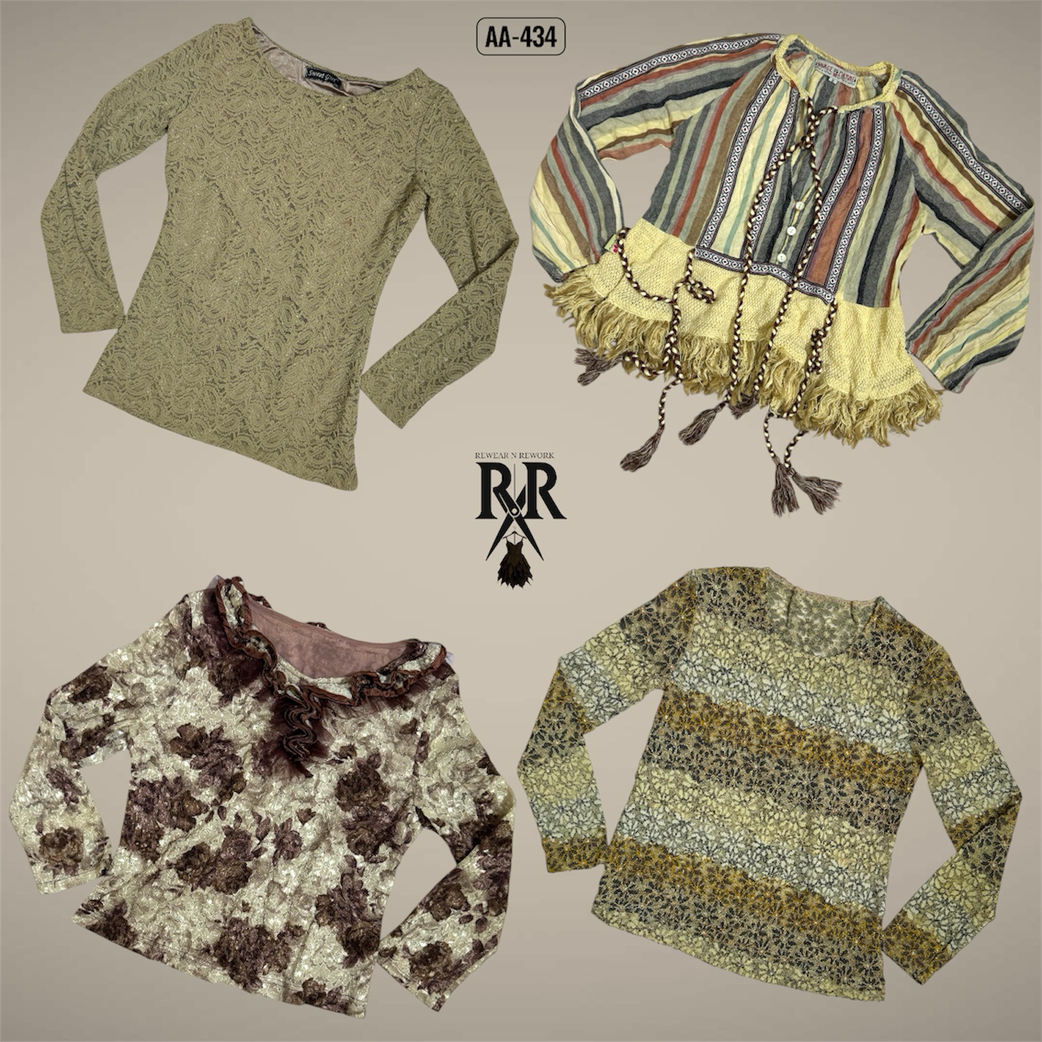 Y2K Warm Earth Tone Full Sleeve Tops (AA-434)