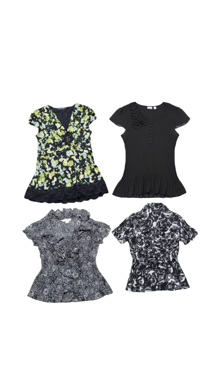 YV89 Mix Sleeve Less Blouse 10P