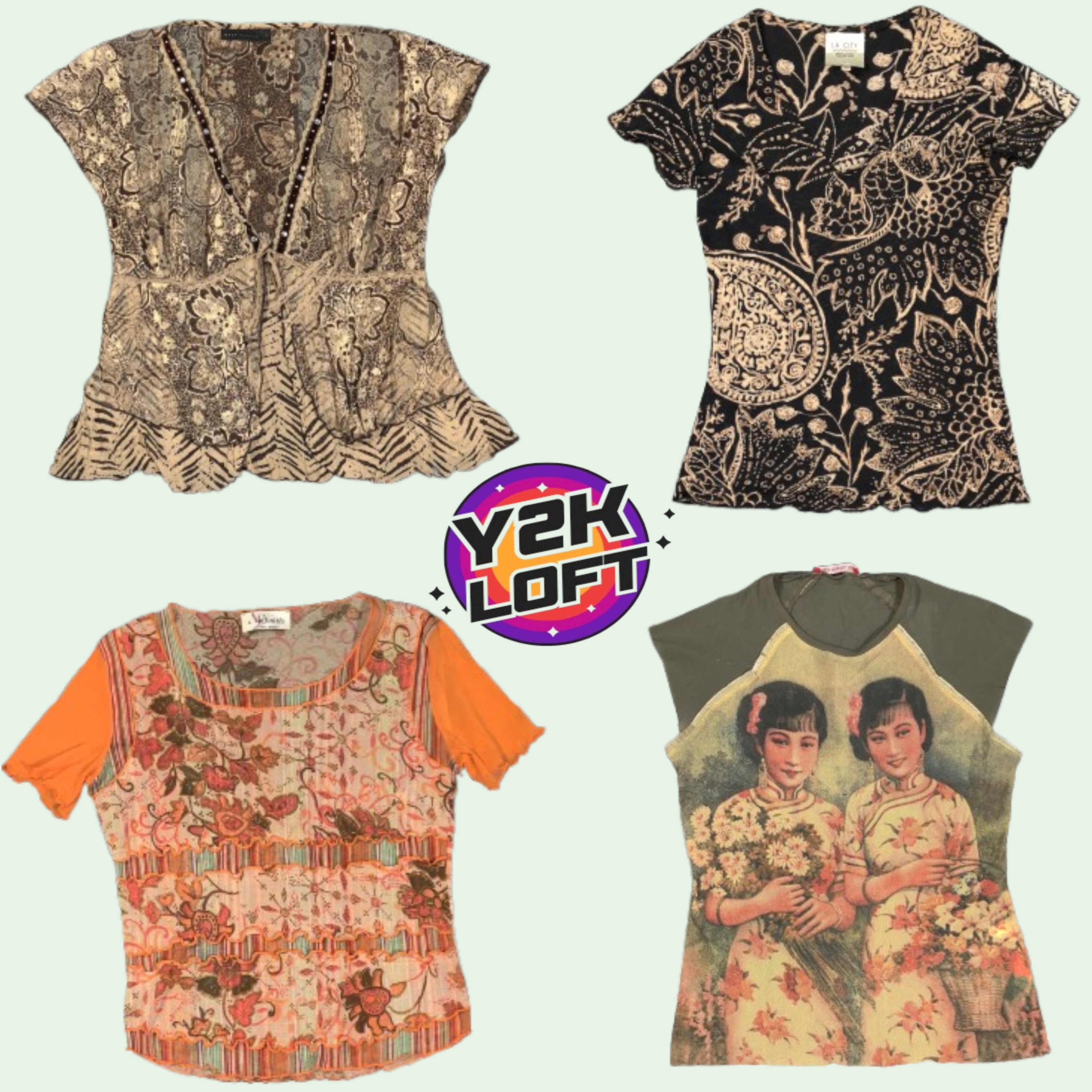 Y2K Earthy Tone Tops Mix
