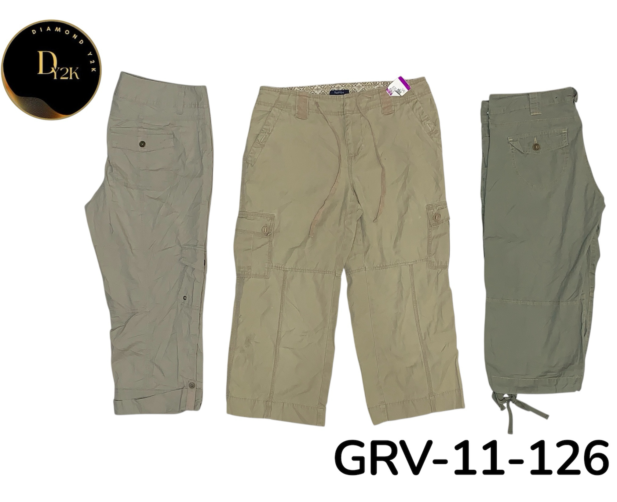 Pantalons Capri Cargo Y2K Authentiques – Esthétique Utilitaire Rétro (GRV-11-126)
