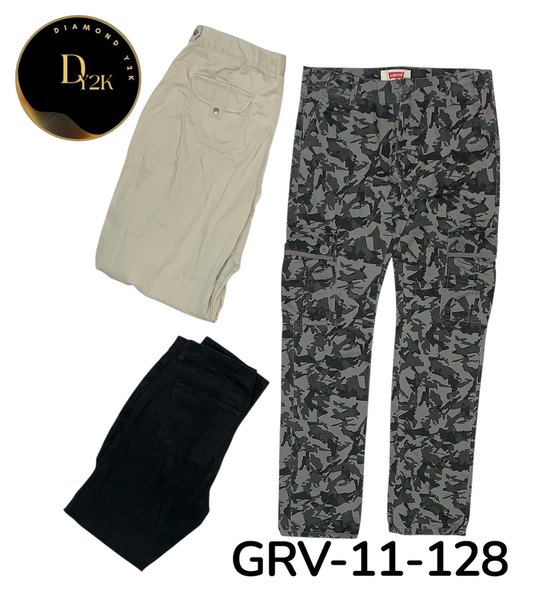 Pantalon cargo utilitaire Y2K – Mode de rue classique des années 2000 (GRV-11-128)