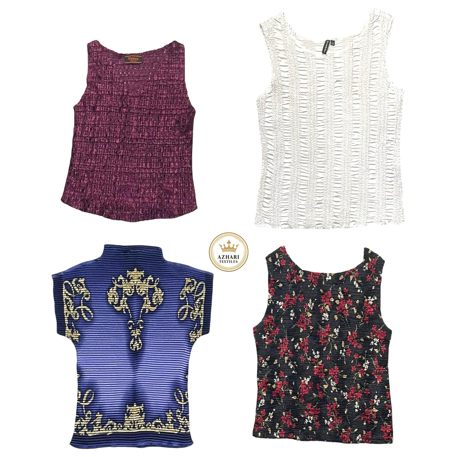 Y2K Metallic Crincle Tops AT138