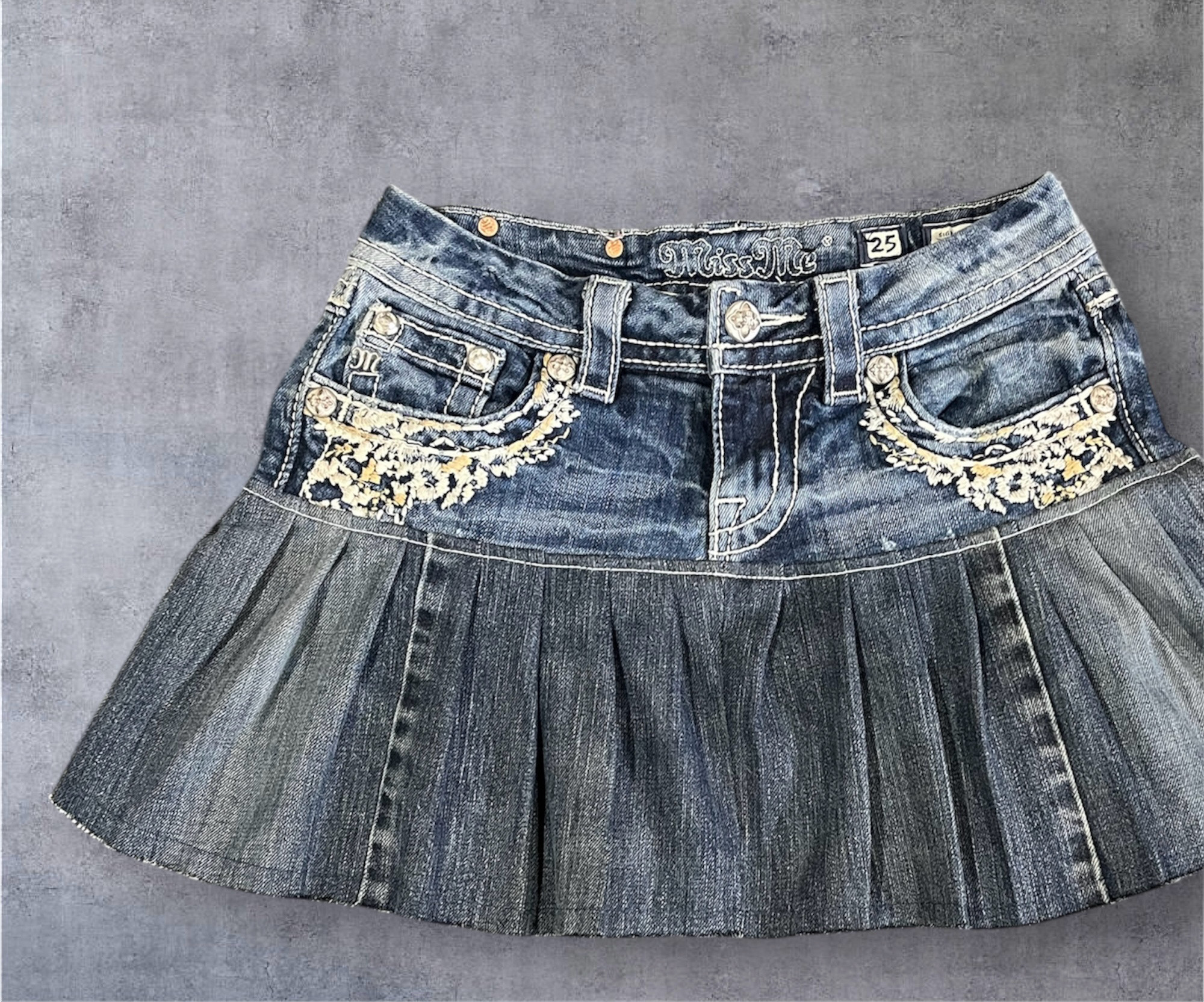 Fs-16 Upcycled Miss Me Mini Skirt