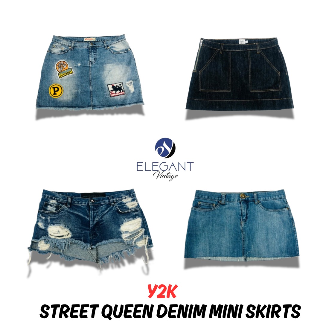 Y2Kストリートクイーンデニムミニスカート - EV0969