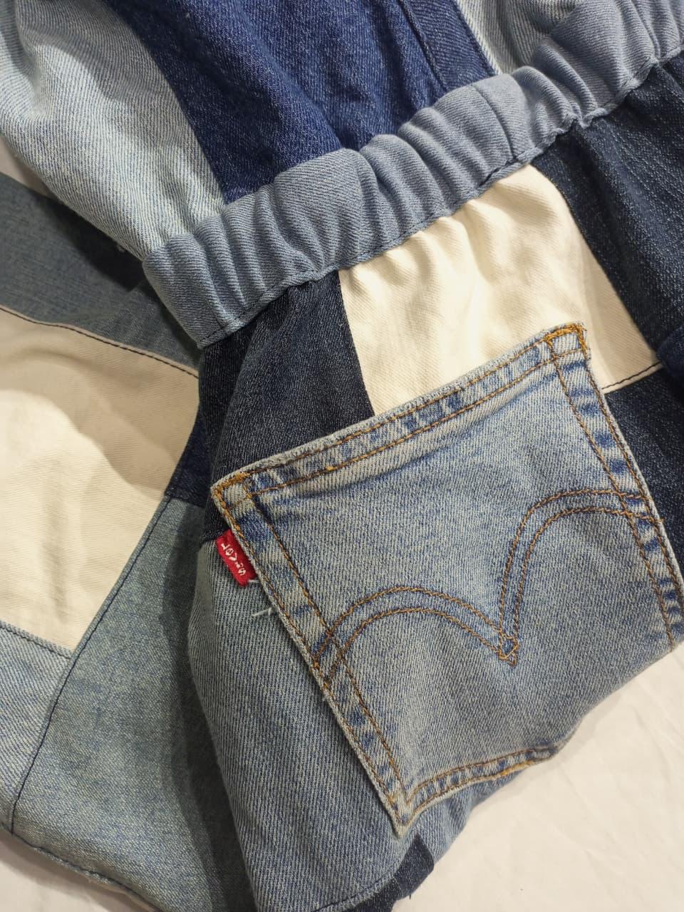 CR771 Upcycled Denim Mosaic Patchwork Overall