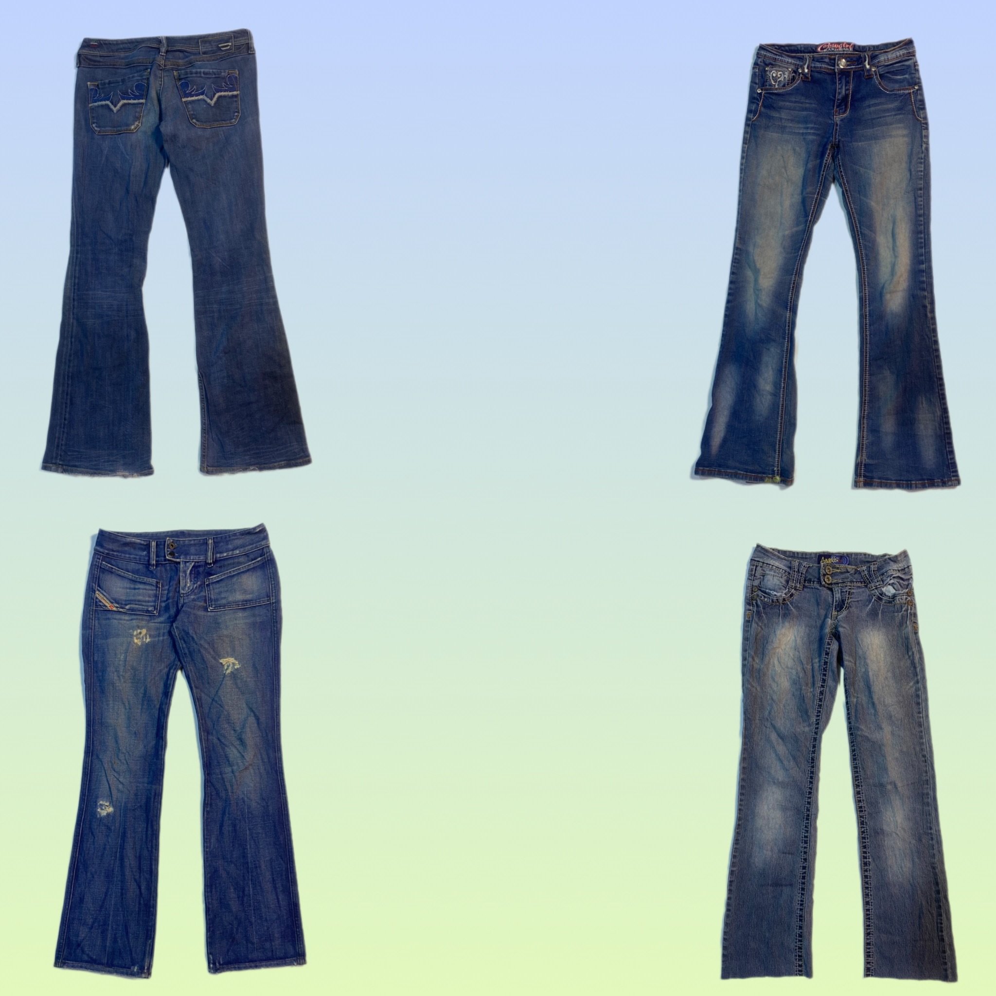 Y2K Denim Flared Jeans(TS-1520)