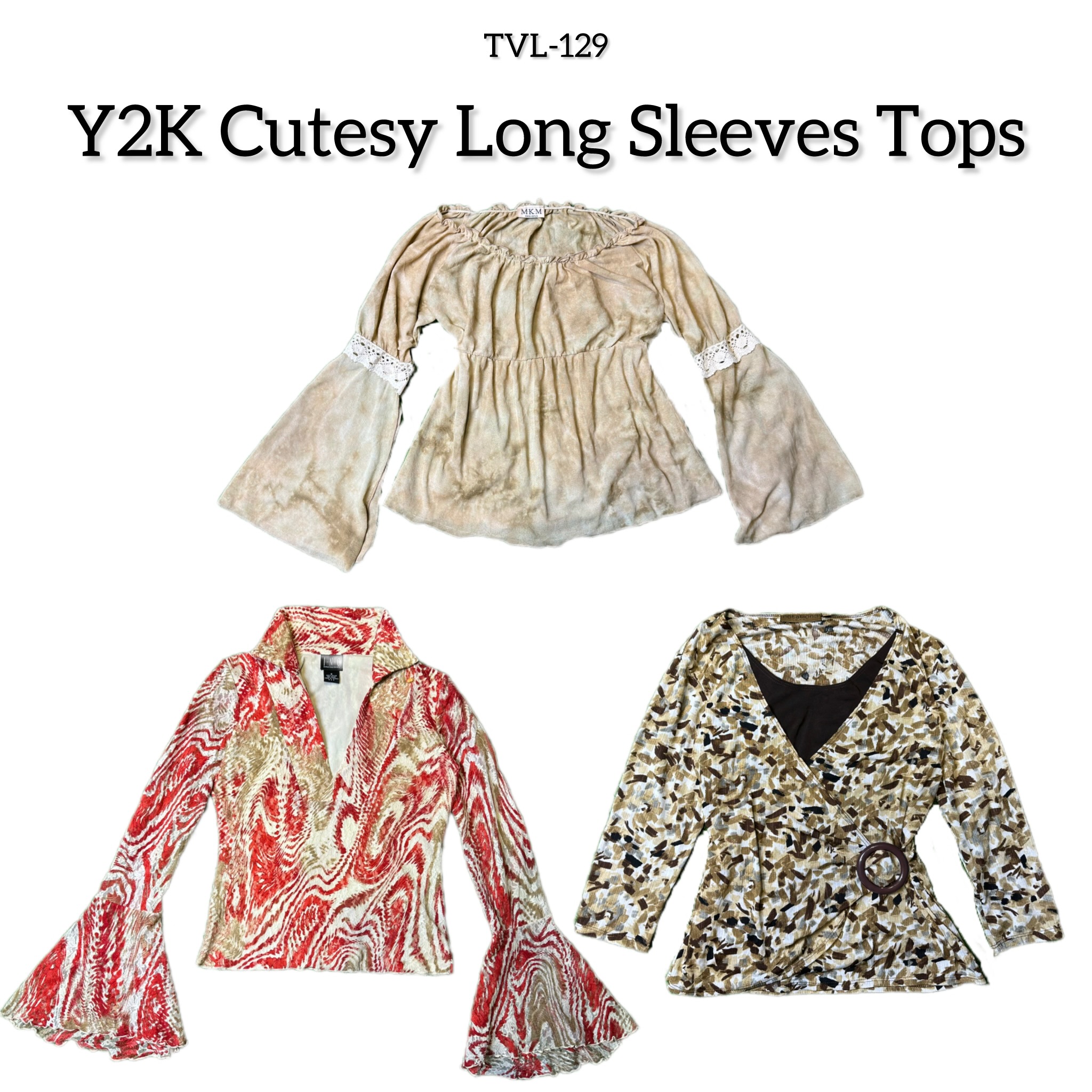 Y2K Cutesy Long Sleeves Tops (TVL-129)