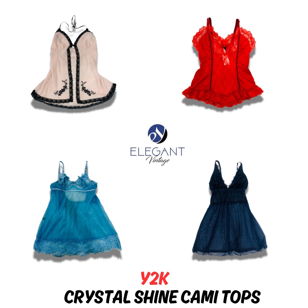 Y2K Crystal Shine Cami Tops - EV0934