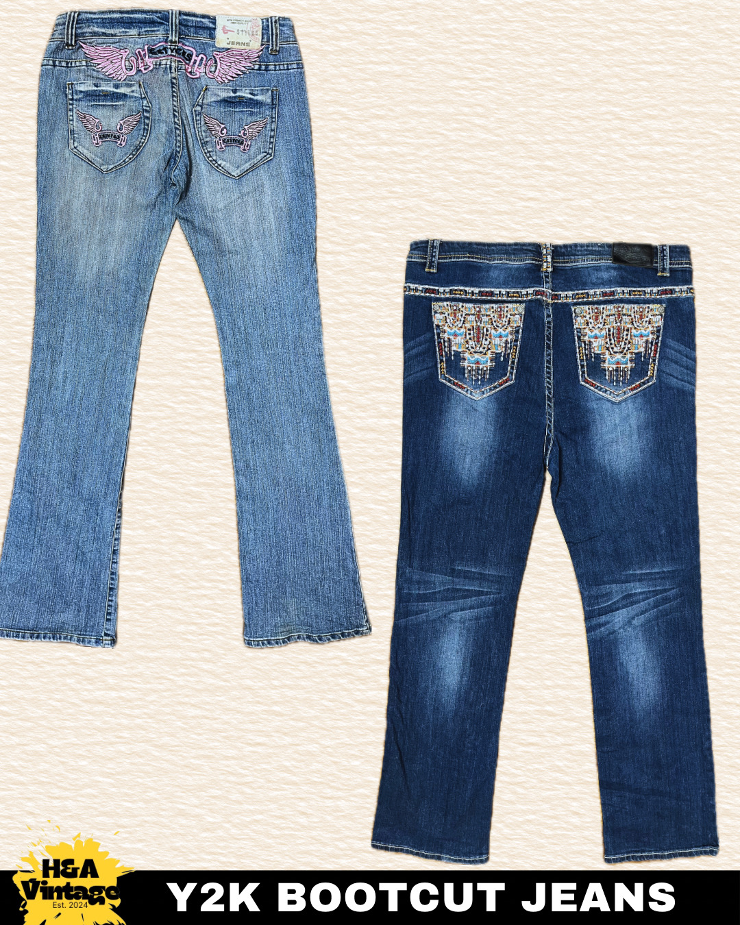 Y2K EMBROIDERED OR EMBELLISHED BOOTCUT JEANS