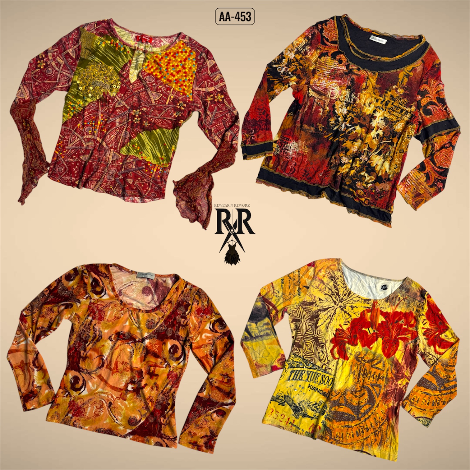 Y2Kグランジフルスリーブトップス (AA-453)