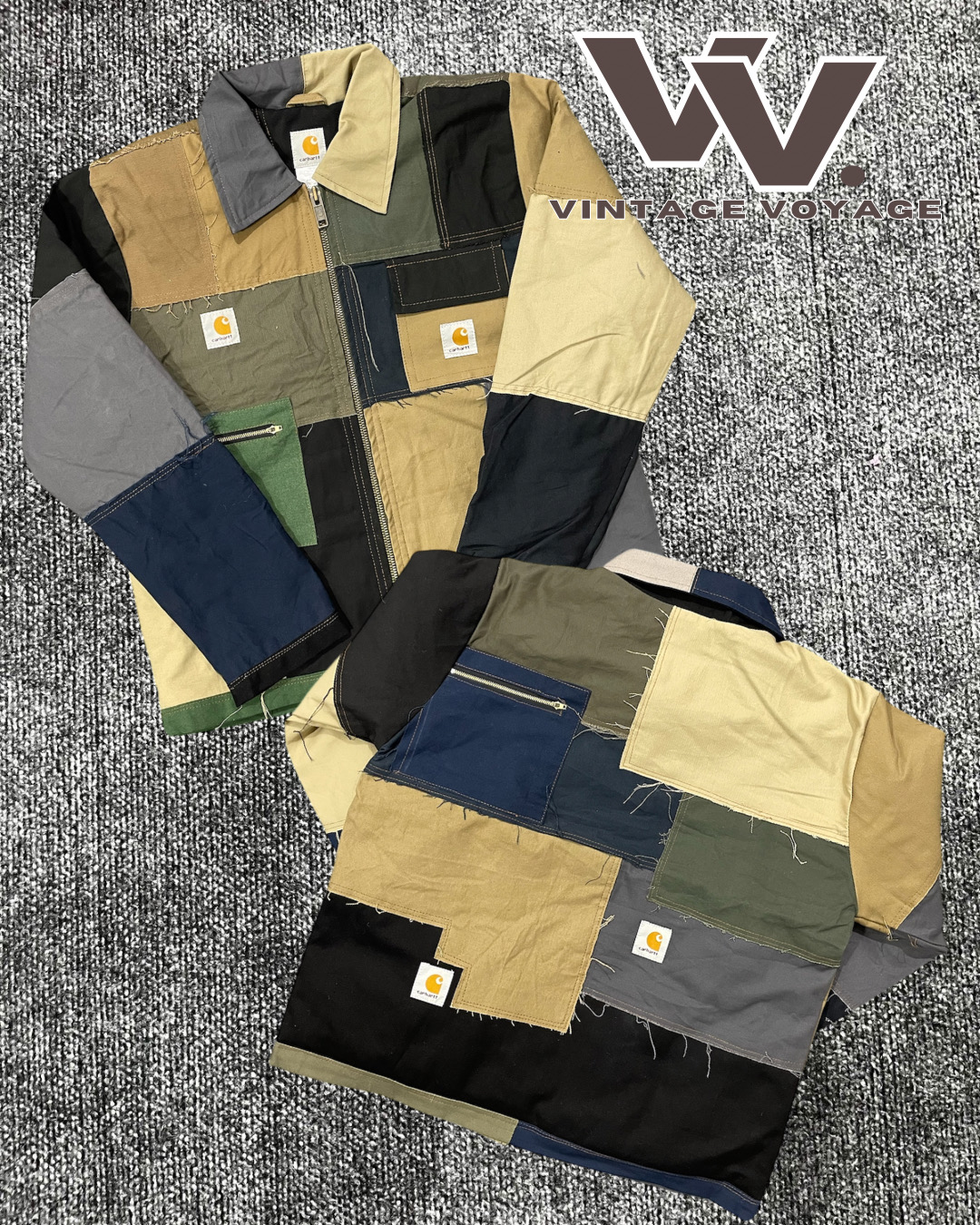 ヴィンテージ カーハート リワーク スタイル ディストレスト パッチワーク デトロイト ジャケット #112125