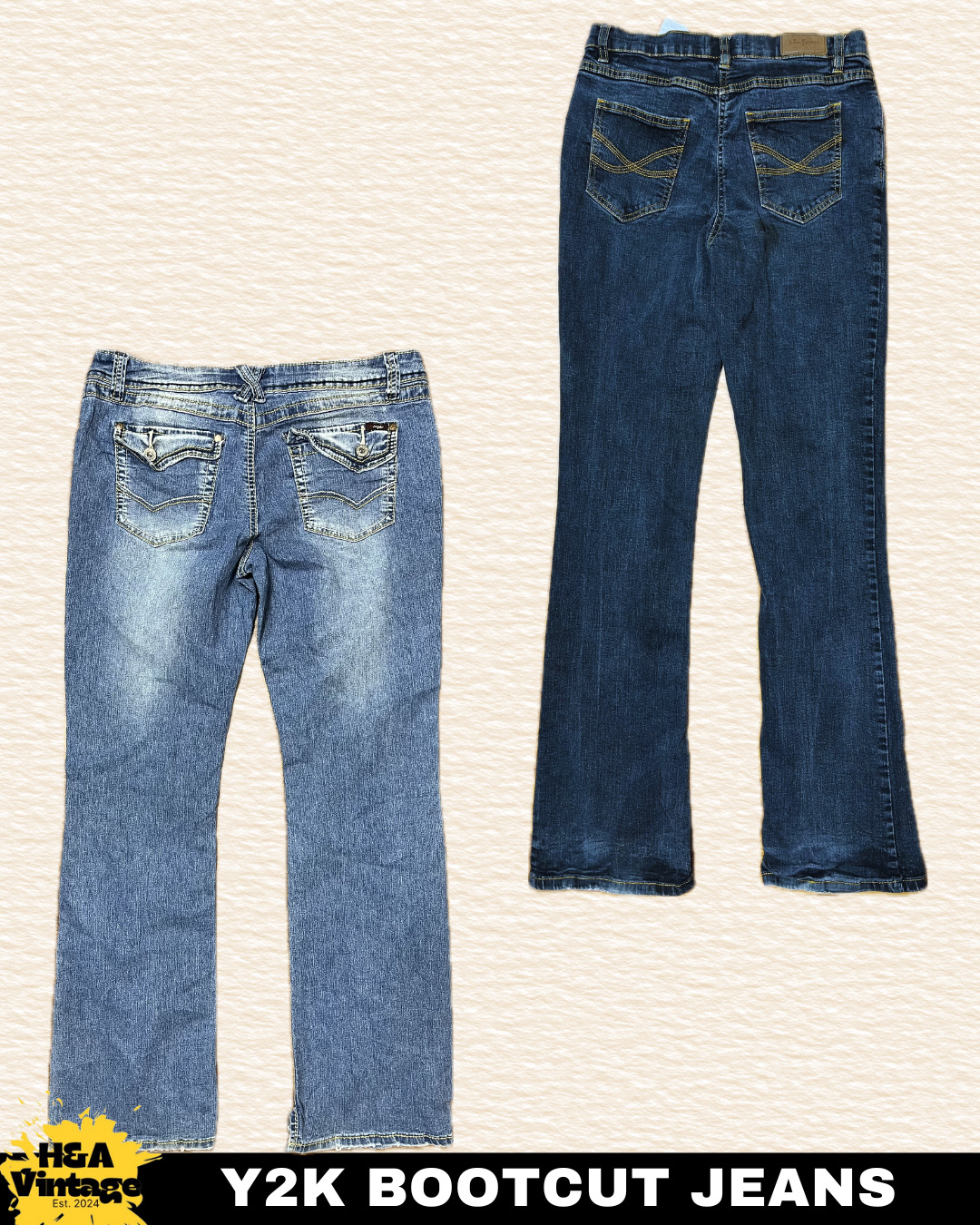 Y2K刺繍または装飾されたブーツカットジーンズ