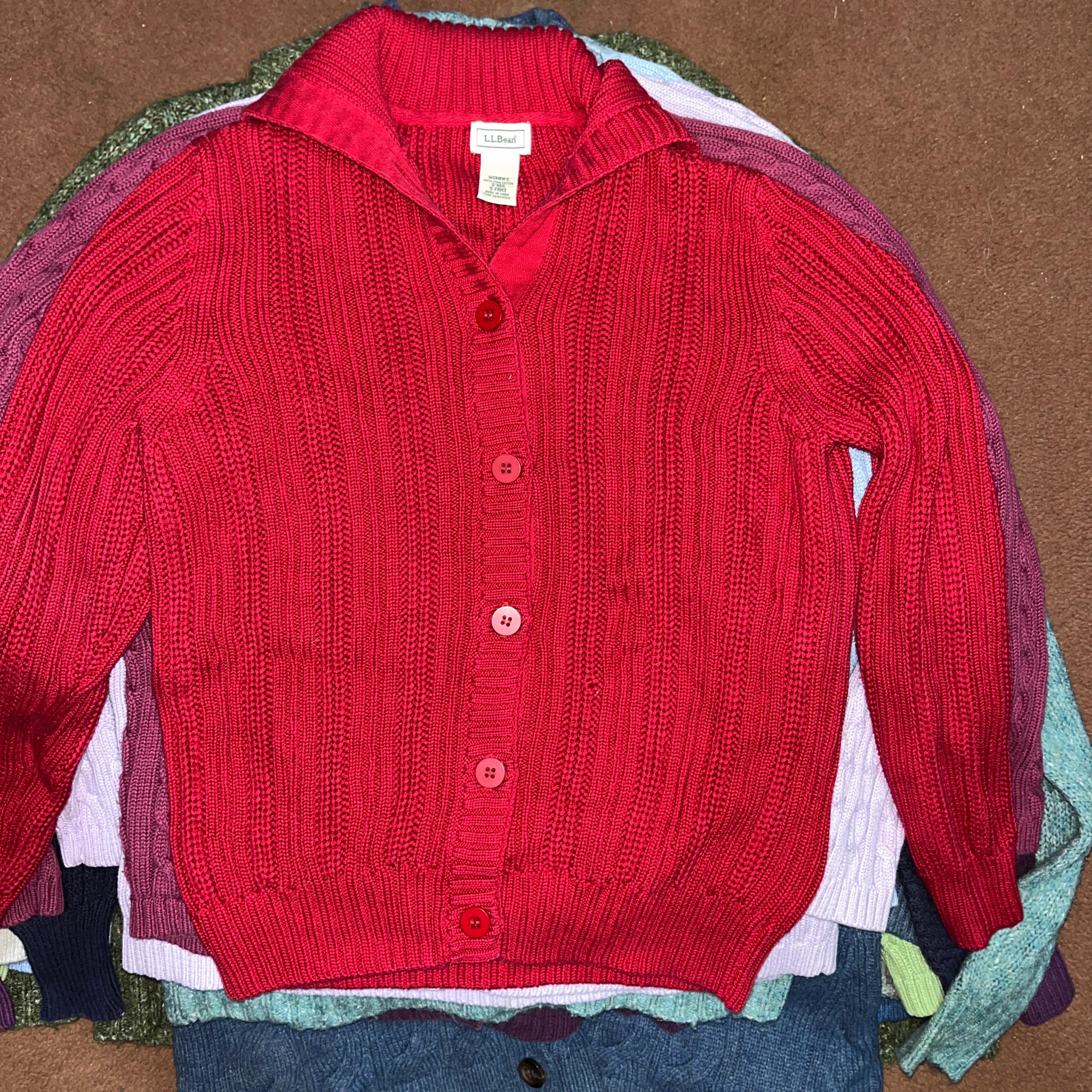HR25 LL.Bean cable knit Button Sweaters