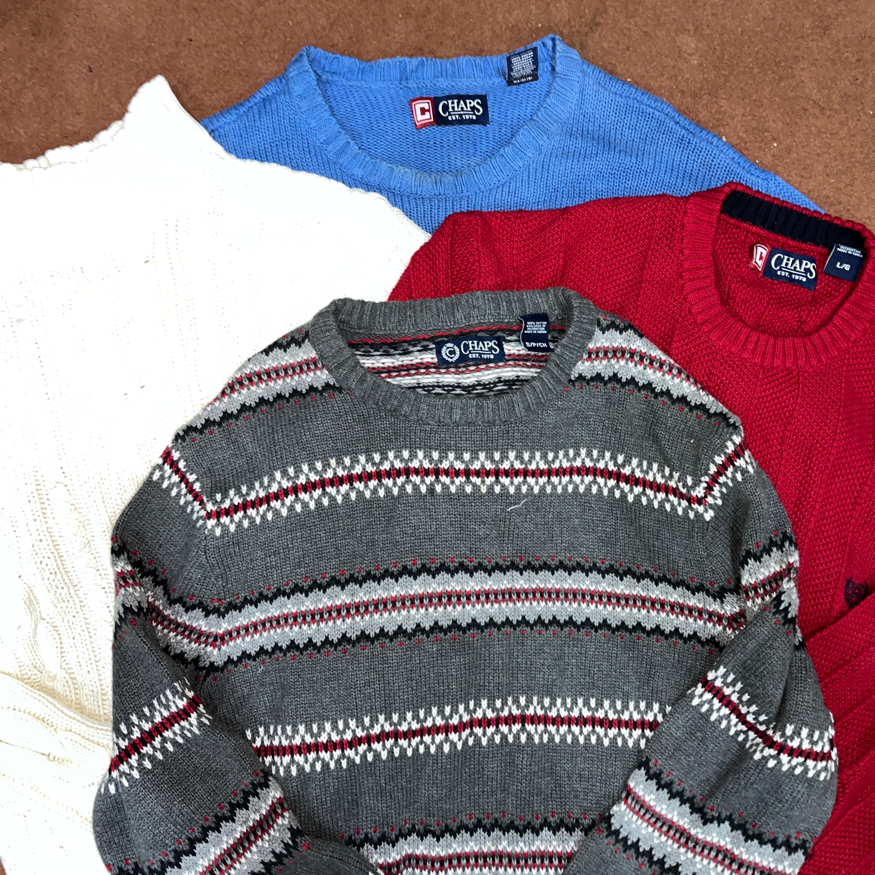 HR23 Chaps ラウンドネック ケーブルノット ミックス セーター