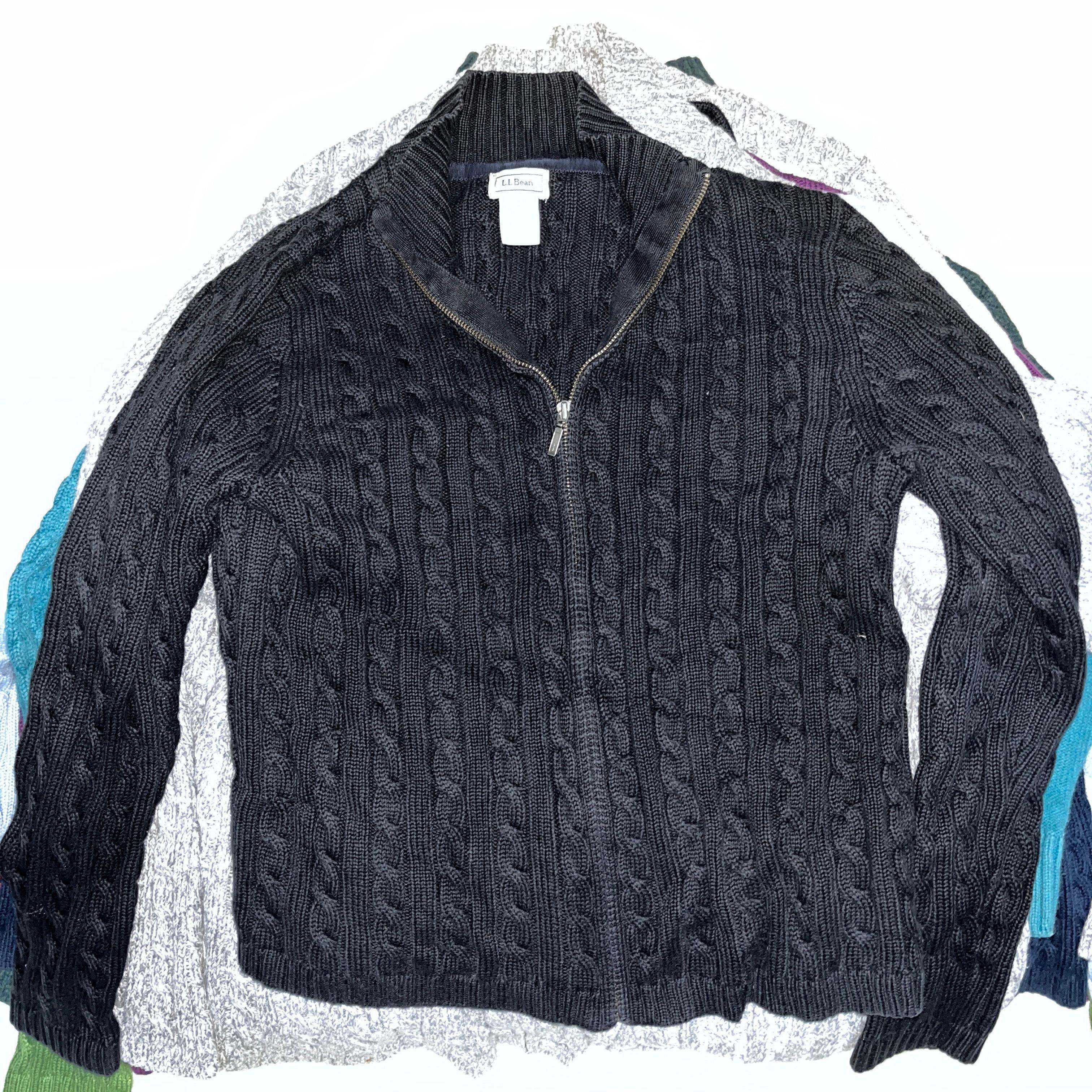 HR 27 L.L Bean ケーブルニットジップアップセーター