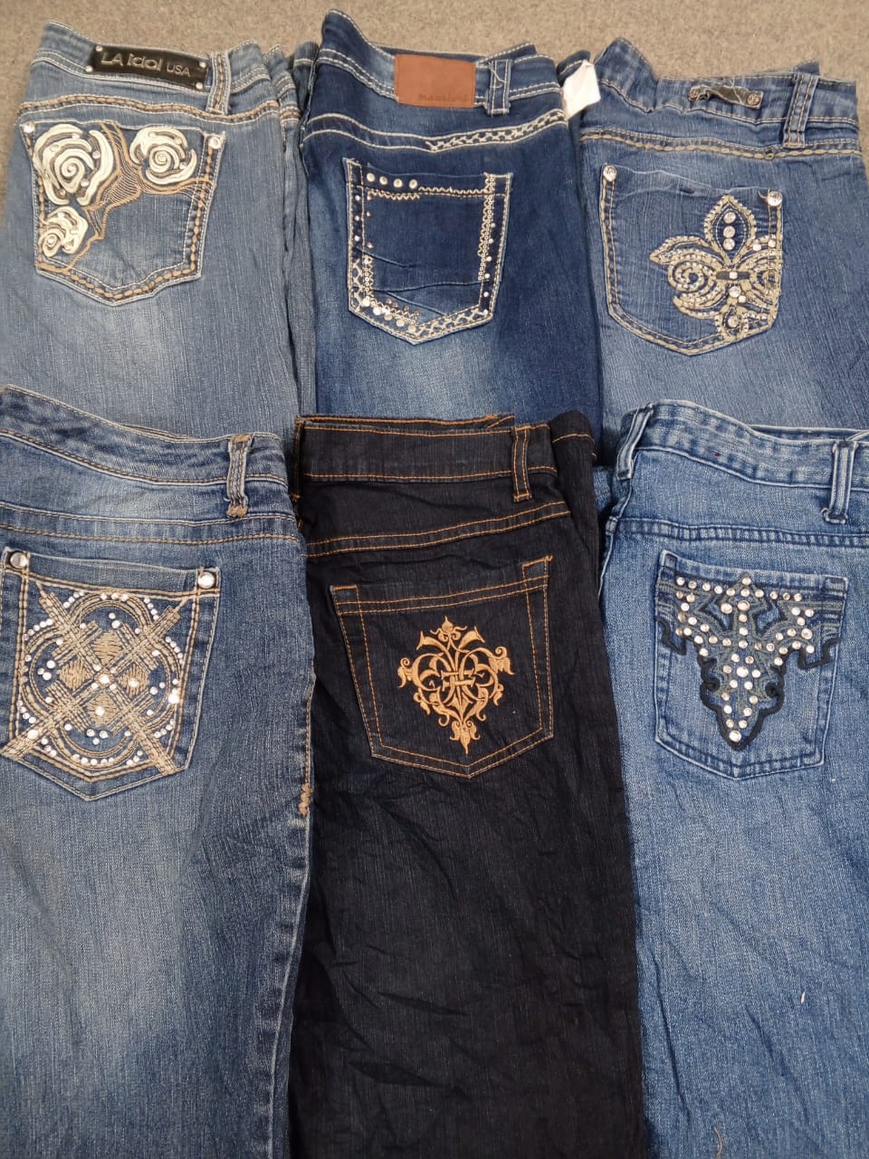 HD1229 Ladies Y2K Embellished Flared Jeans
