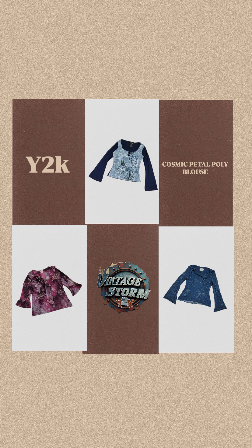 Y2k Cosmic Petal Poly Blouse