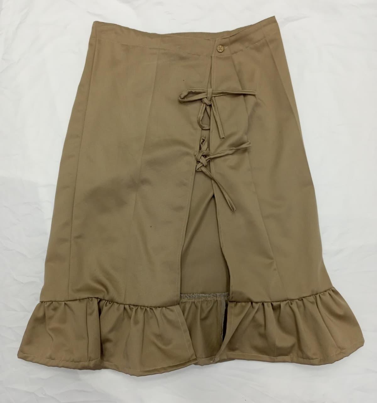 Jupe à volants à l'avant noué recyclée CR801