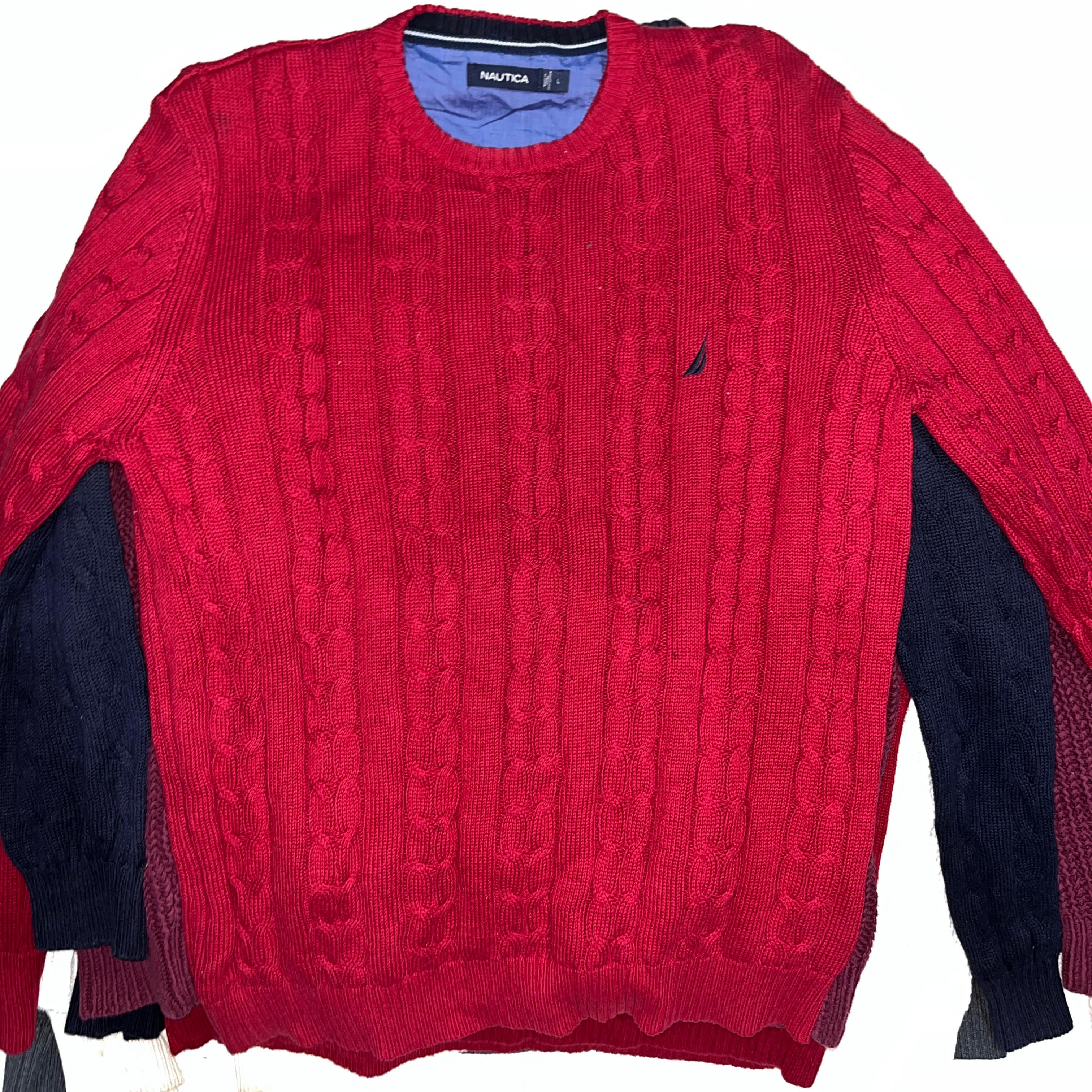 Nautica ラウンドネックケーブルニットセーター HR31