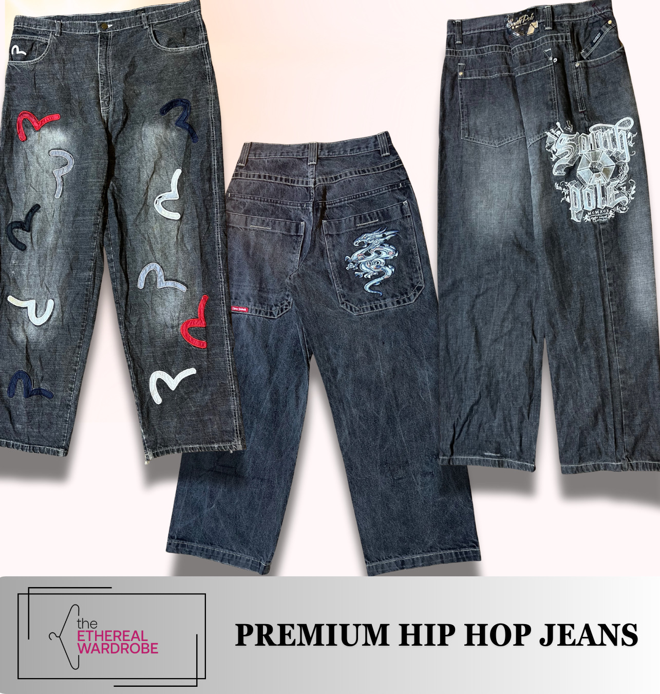 Jeans Hip Hop Premium incluant JNCO, Evisu, Southpole, Ecko Unltd, Karl kani et d'autres marques
