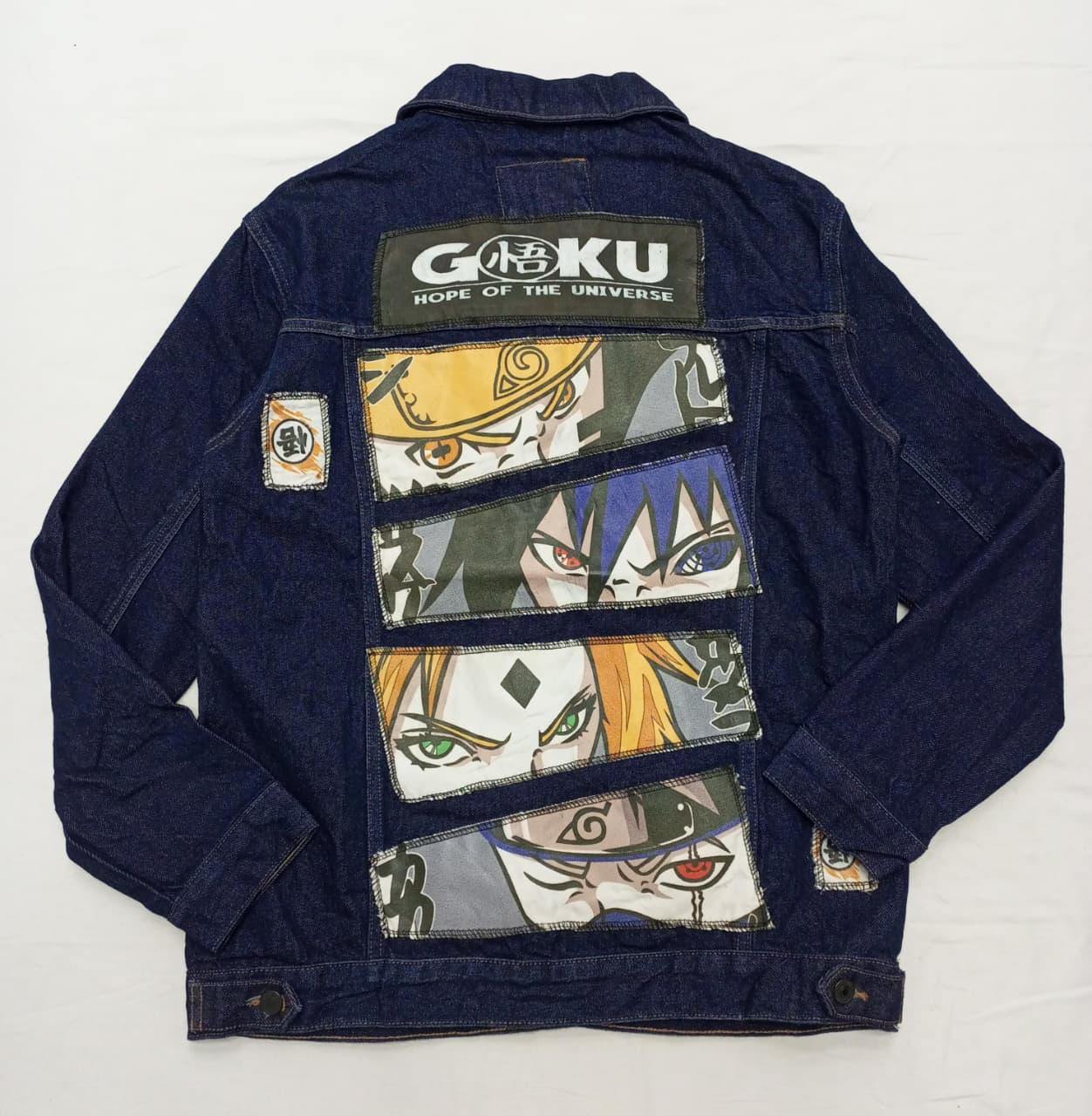CR803 Upcycled Anime Denim Jacket (Dragon Ball × Naruto)