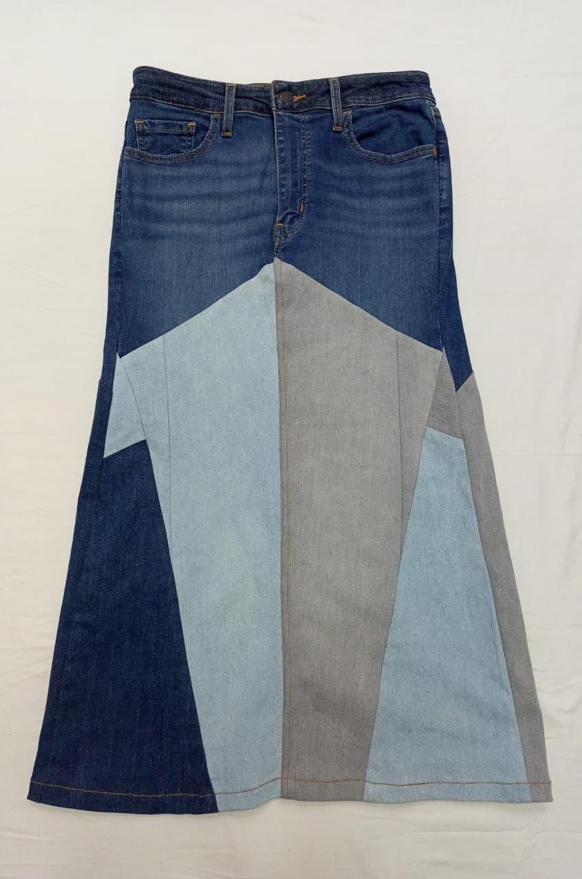 CR808 フレア アップサイクルパッチワークデニムスカート