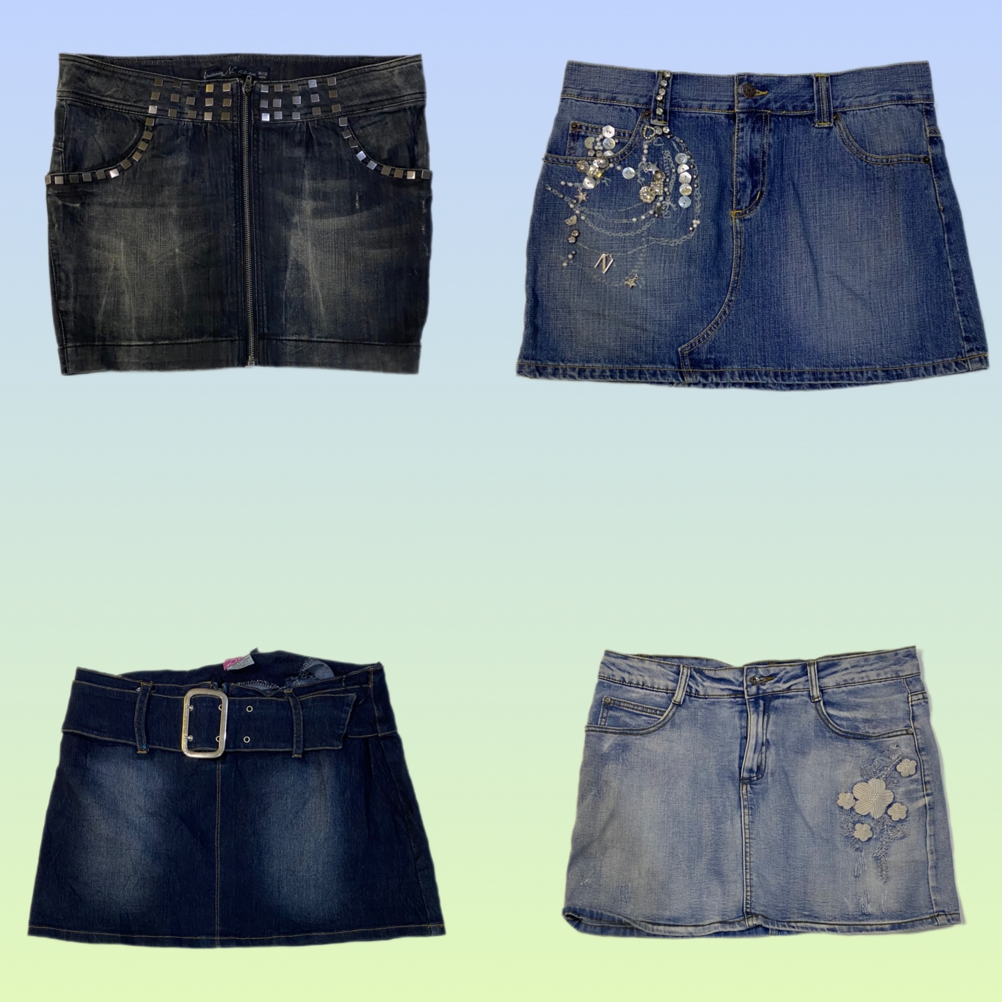 Y2K Unique Denim Mini Skirts (TS-1561)