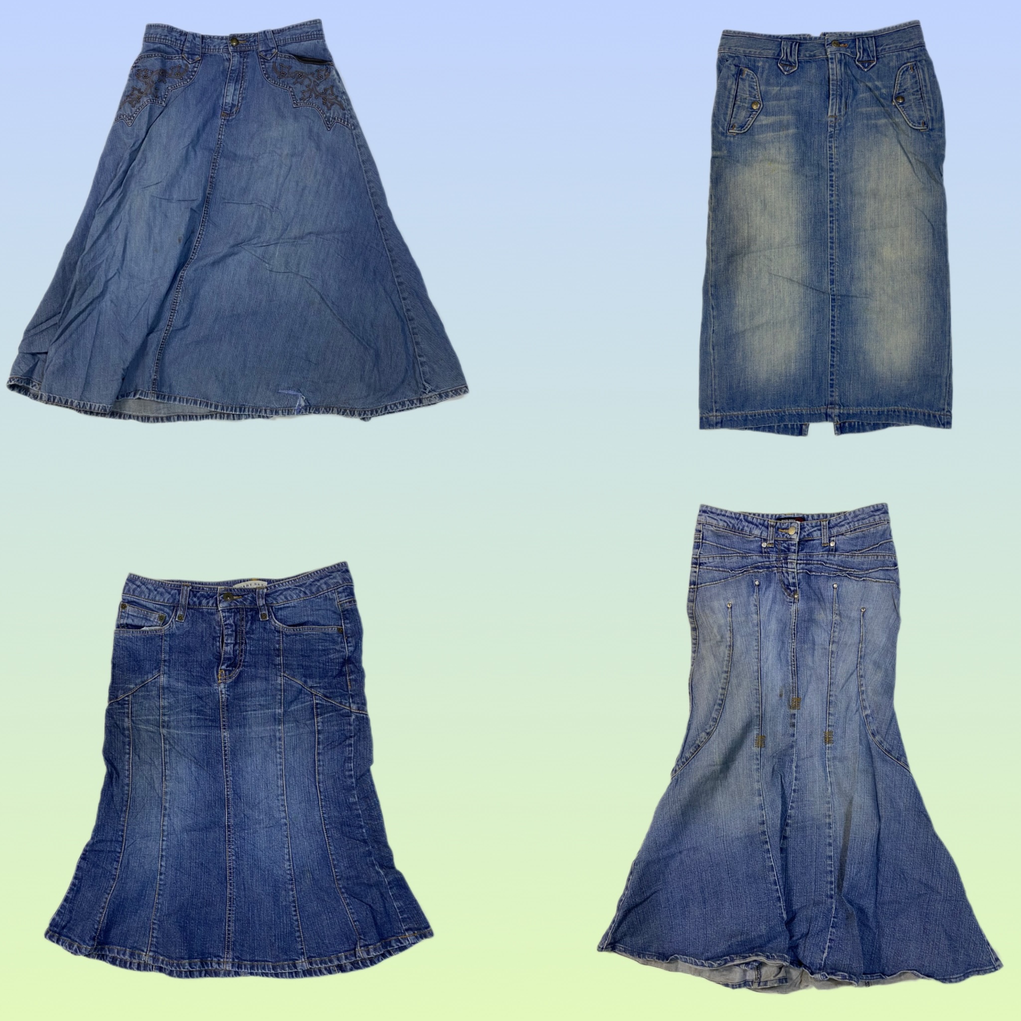 Y2K Long Denim Skirts (TS-1564)