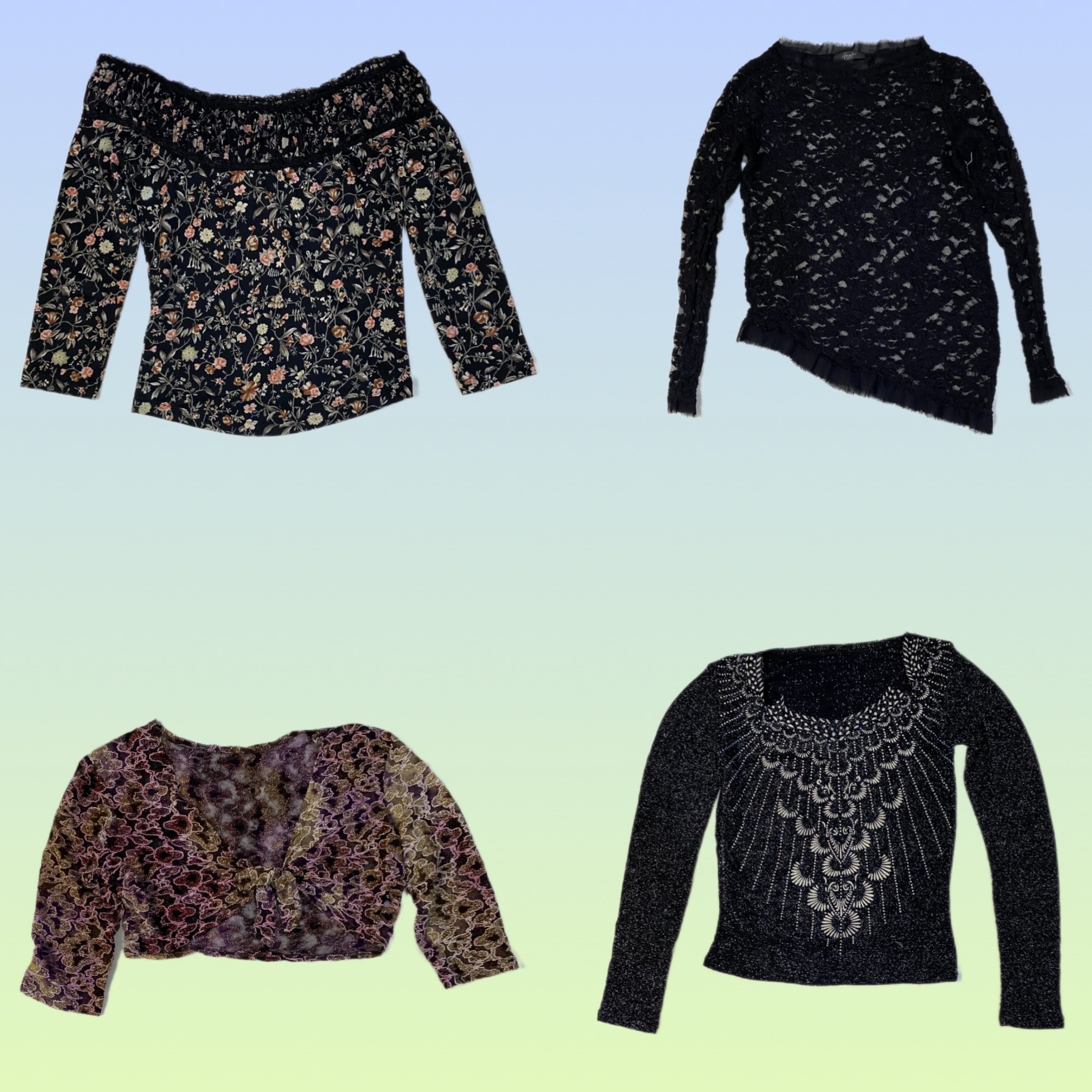 Y2K Black Mesh Tops (TS-1565)