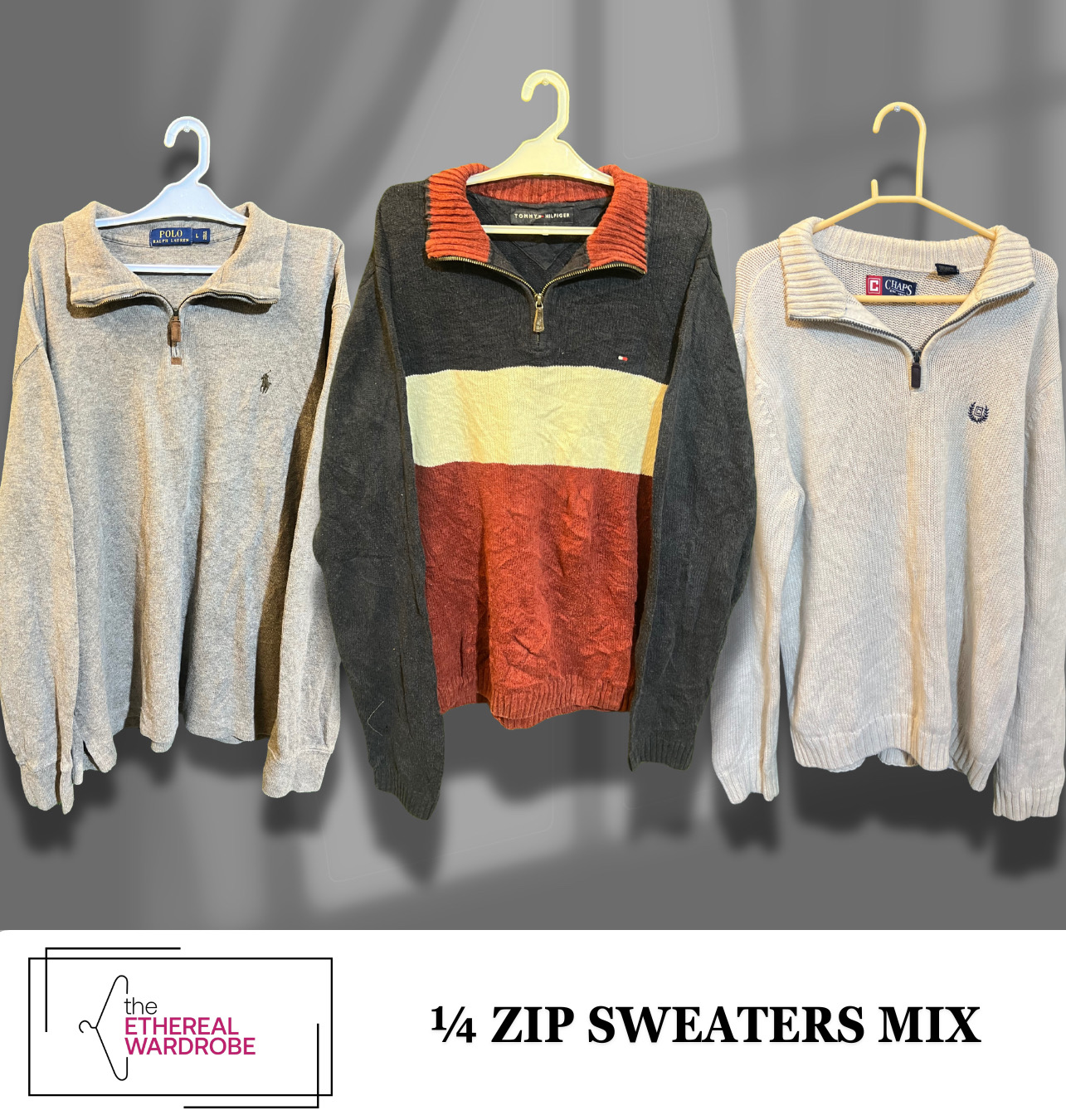 Branded 1/4 Zip Sweaters including Ralph lauren, Tommy Hilfiger, Chaps and Nautica