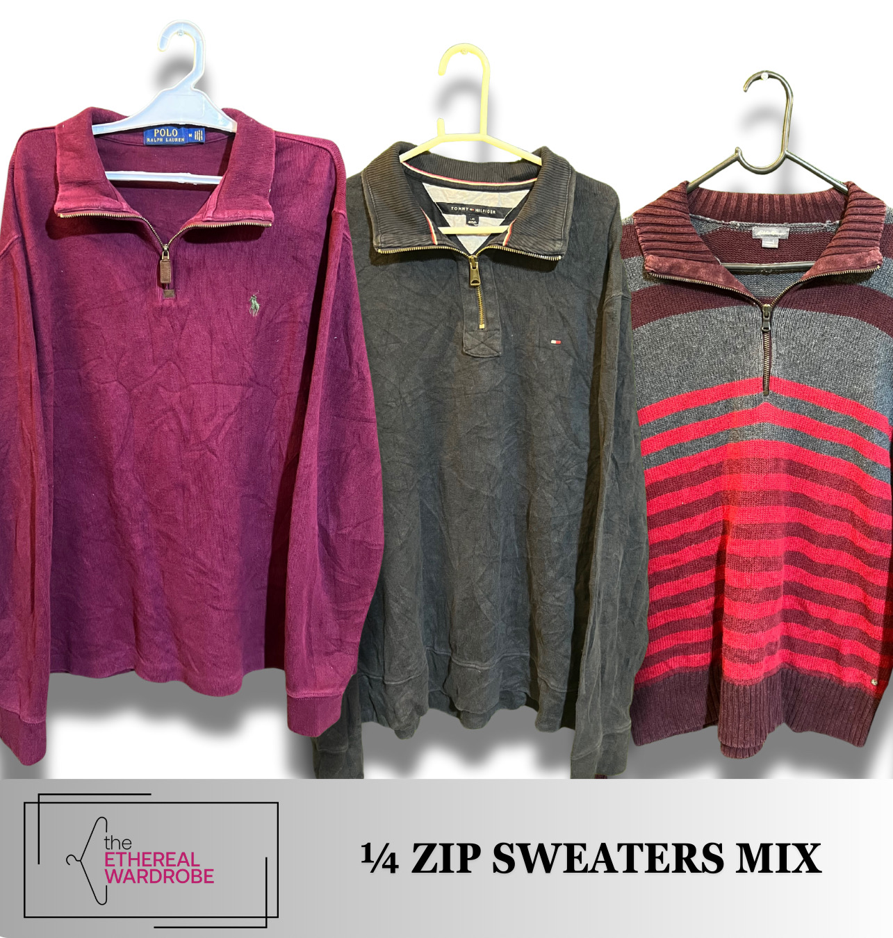 Premium 1/4 Zip sweaters including Ralph lauren, Tommy Hilfiger, Chaps and Nautica