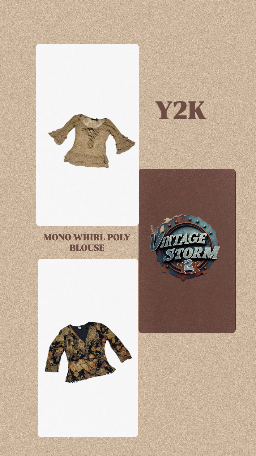 Y2k Mono Whirl Poly Blouse