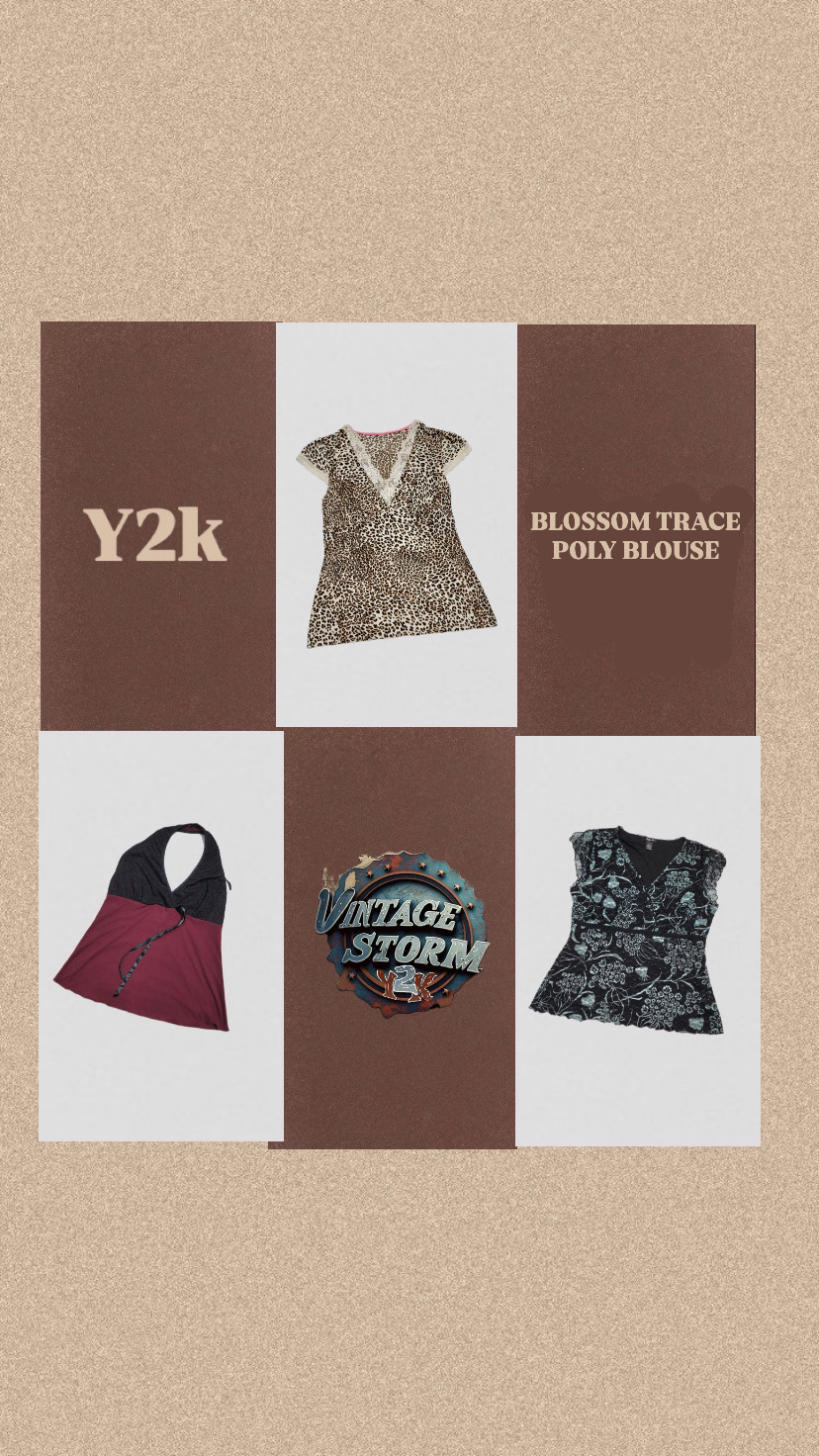 Y2k Blossom Trace Poly Blouse