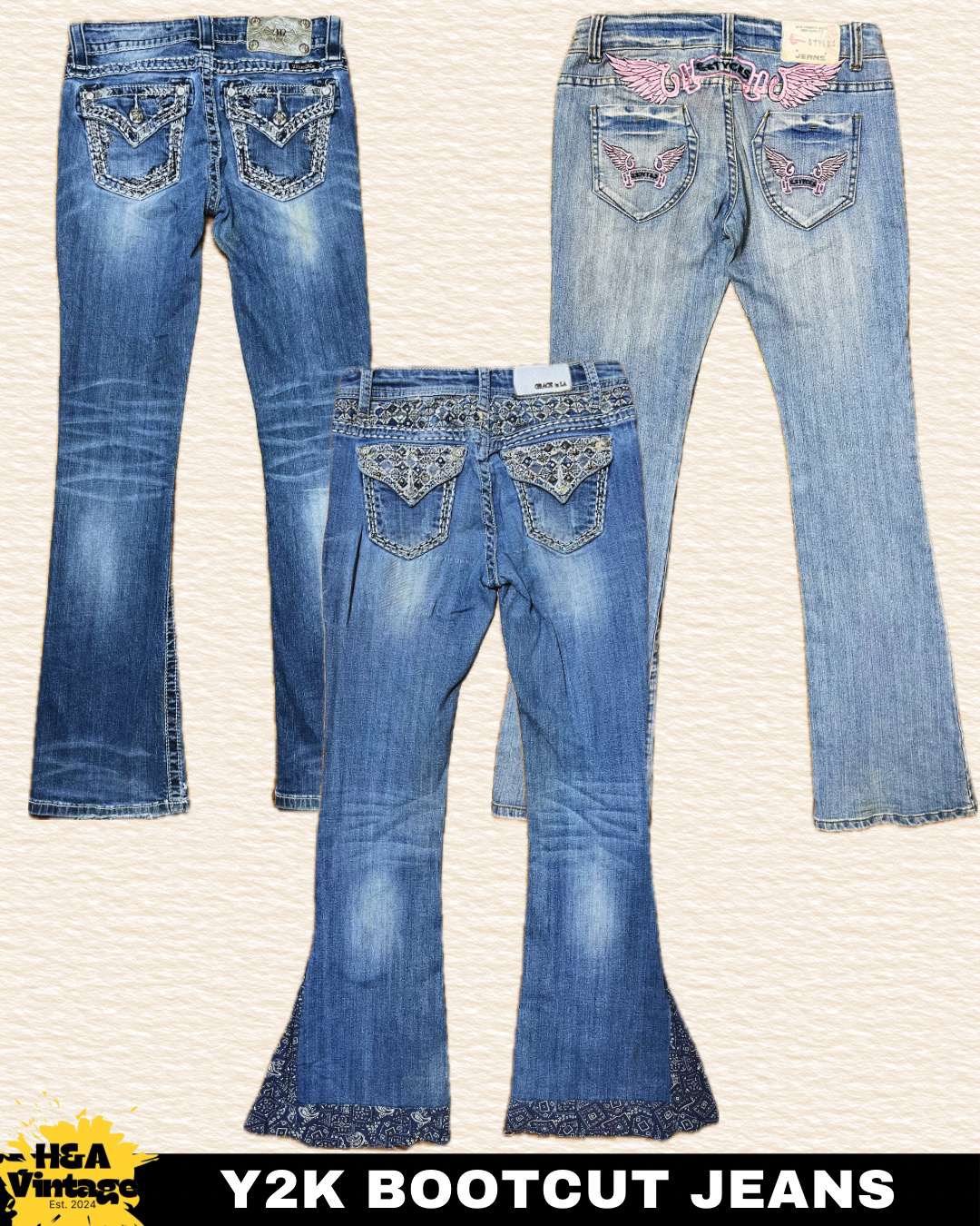 Y2K EMBROIDERED OR EMBELLISHED BOOTCUT JEANS