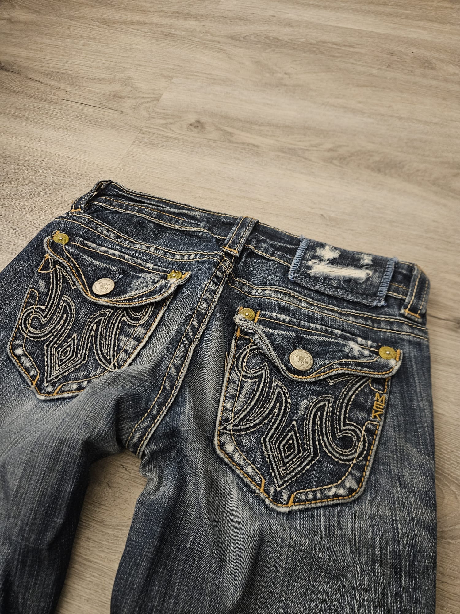 Y2k bootcut jeans embroidery