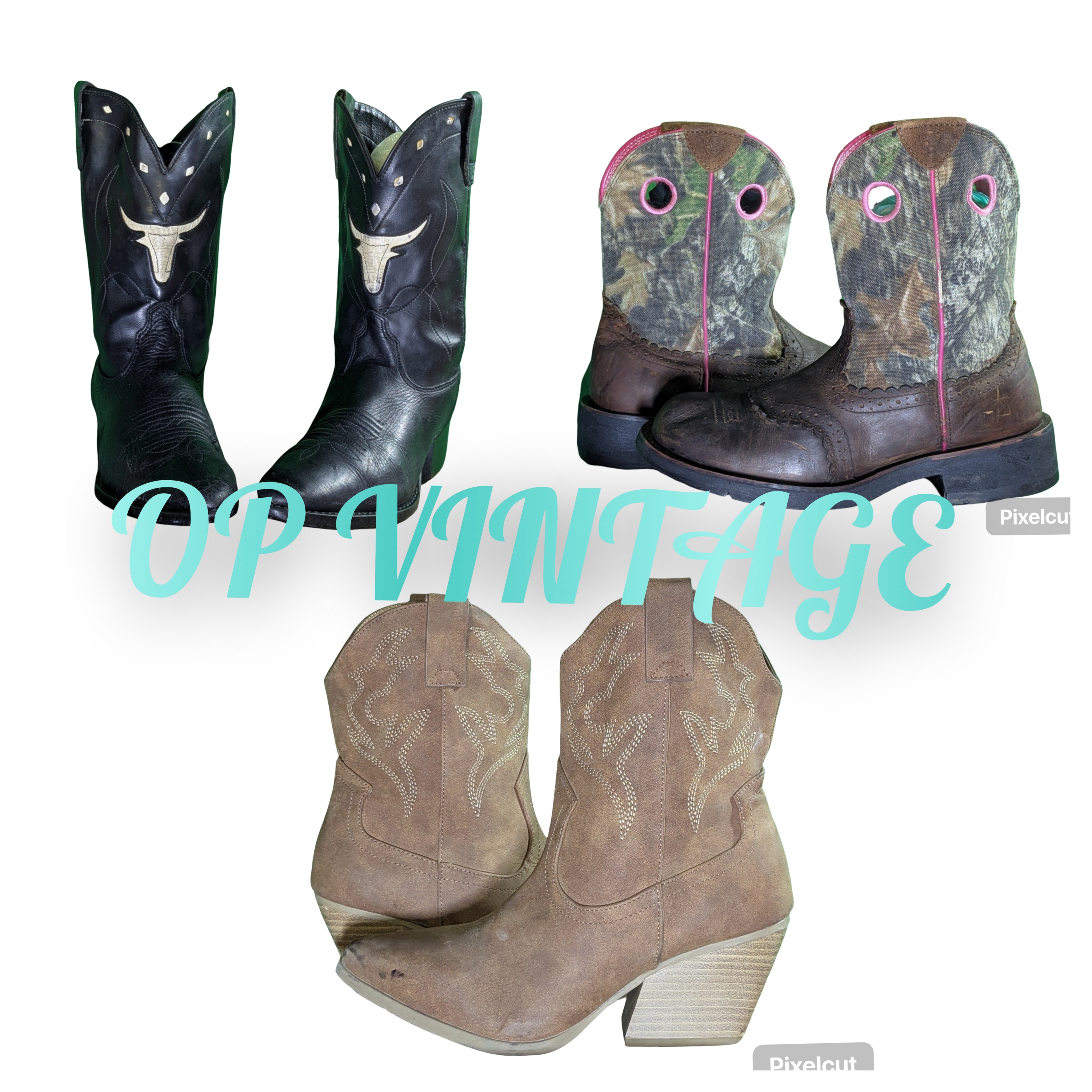 Op vintage 0084 Branded Cowboy-Lederstiefel